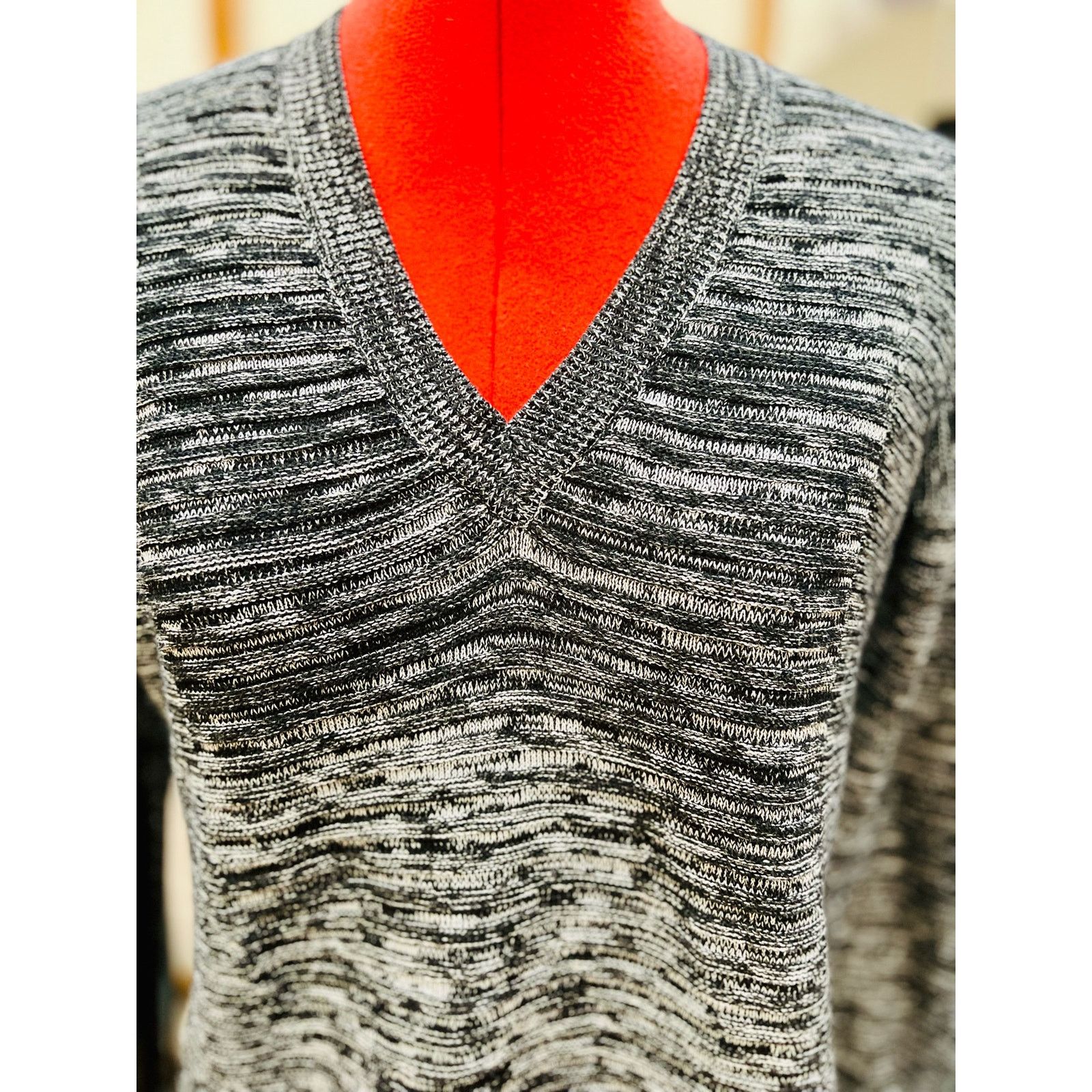 Other Ellen Tracy black & white marled pullover tunic sweater - Lg Size L / US 10 / IT 46 - 2 Thumbnail