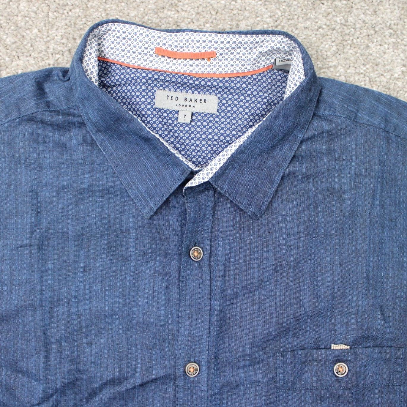 Ted Baker Ted Baker London Shirt Mens 3XL XXXL Blue Linen/Cotton Button-Up Long Sleeve Size US XXL / EU 58 / 5 - 5 Thumbnail