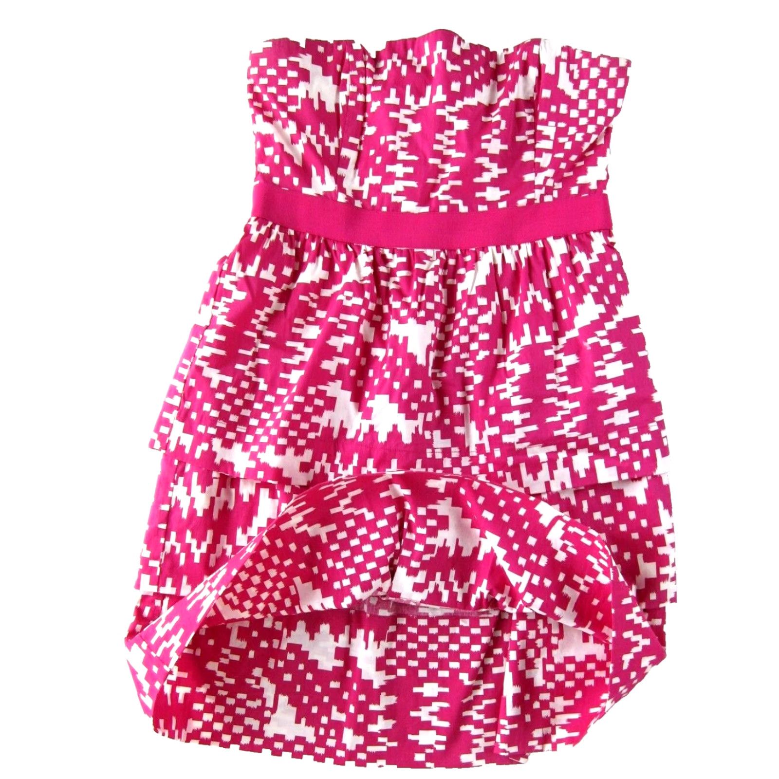 Banana Republic Banana Republic Pink White Cotton Stretch Tiered Strapless Sheath Dress 8 Size M / US 6-8 / IT 42-44 - 6 Thumbnail