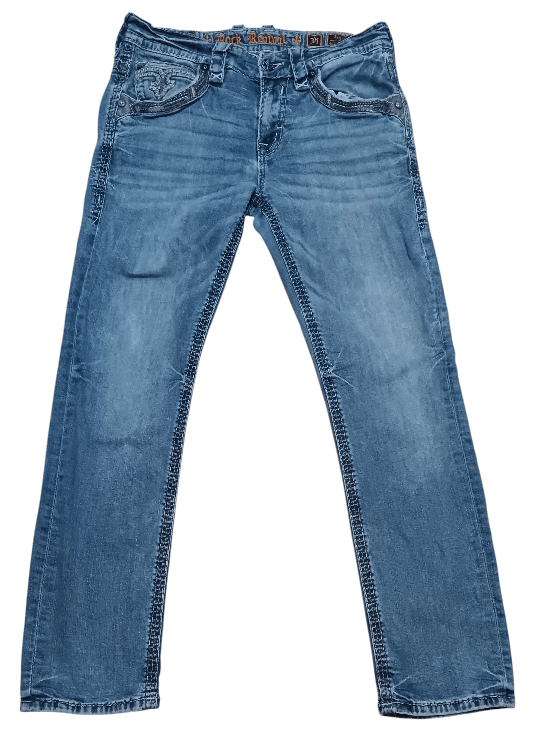Rock Revival VINTAGE ROCK REVIVAL EMBROIDERED SEASONED JEANS Size US 34 / EU 50 - 1 Thumbnail