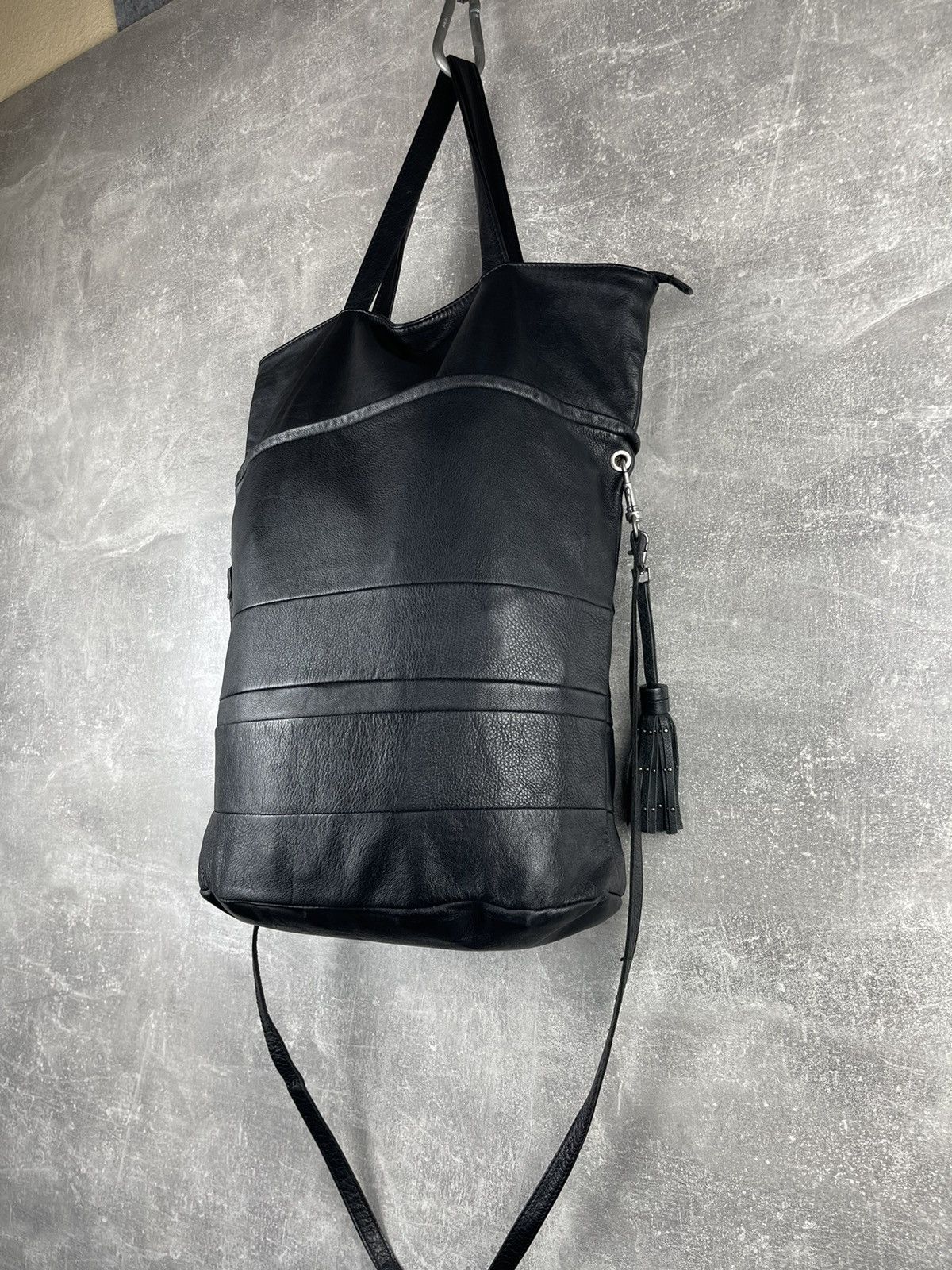 Vintage WVBelt Genuine Leather Large Tote Shoulder Bag Black Size ONE SIZE - 6 Thumbnail