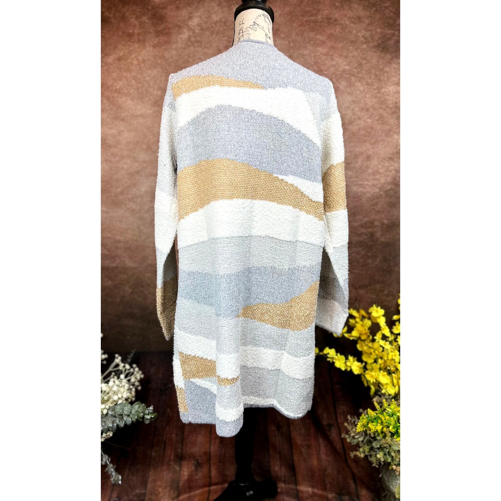 Other Fortune & Ivy Layla Open Cardigan Cream Tan Grey size L Size L / US 10 / IT 46 - 11 Thumbnail