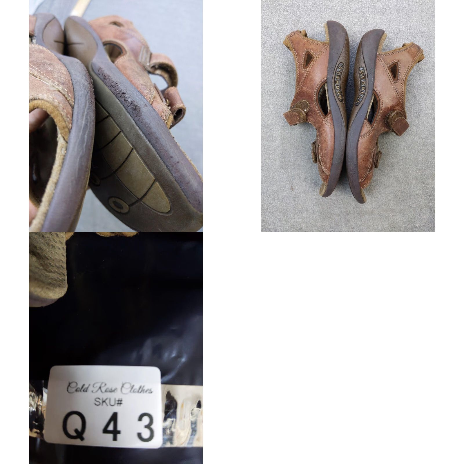Merrell Merrell Leather Sandals Womens US 10 Brown Hook & Loop Comfort Walking Outdoor Size US 10 / IT 40 - 8 Thumbnail