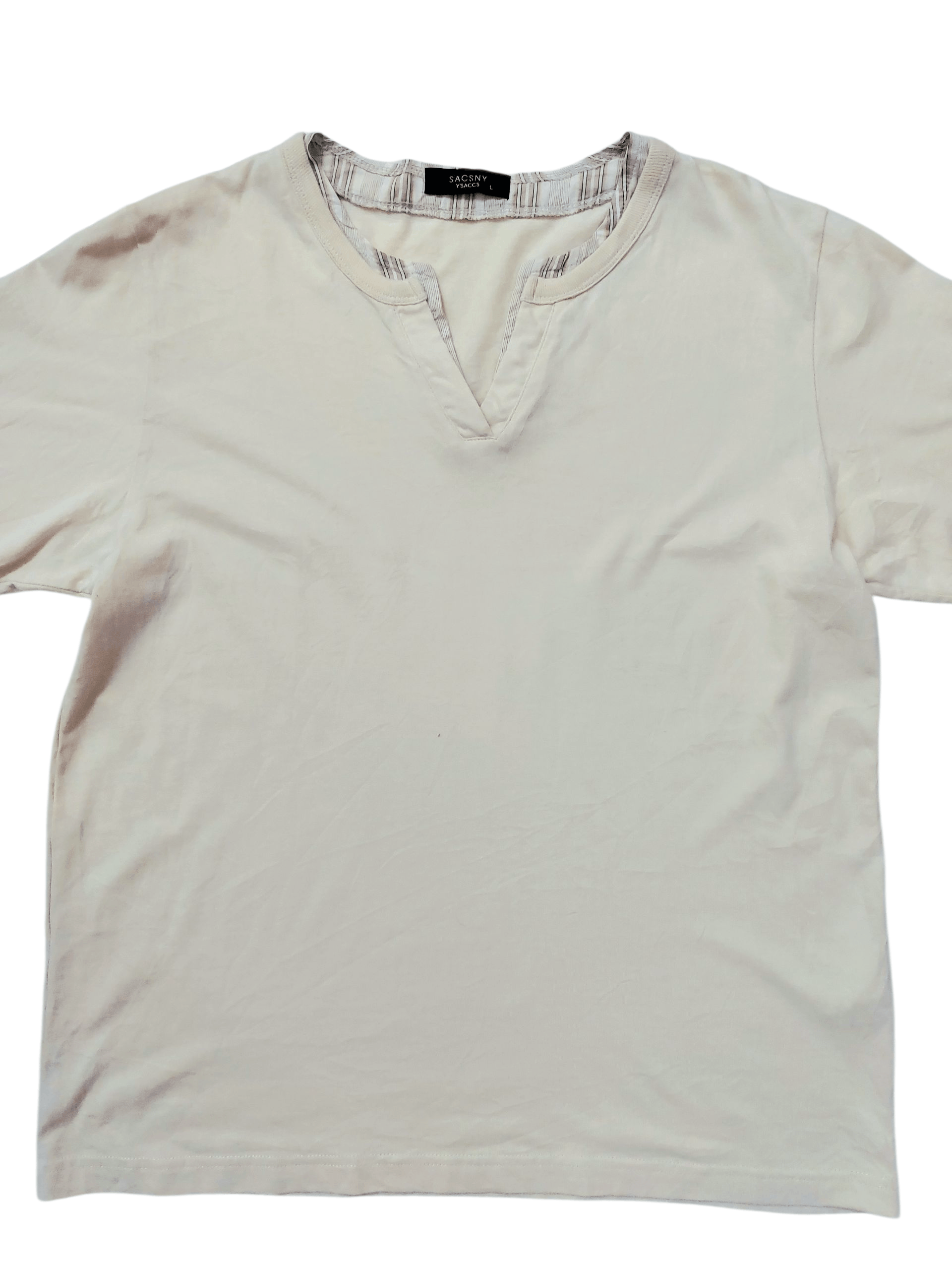 Yohji Yamamoto Sacsny Ysaccs Yohji Yamamoto Split Neck Tee Size US L / EU 52-54 / 3 - 5 Thumbnail