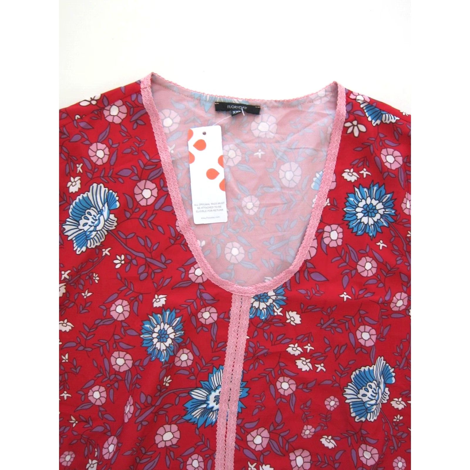 Pinko NWT Floryday Pink Blue Floral Stretch Long Sleeve Peasant Tunic Dress Women XXL Size XXL / US 16-18 / IT 52-54 - 4 Thumbnail