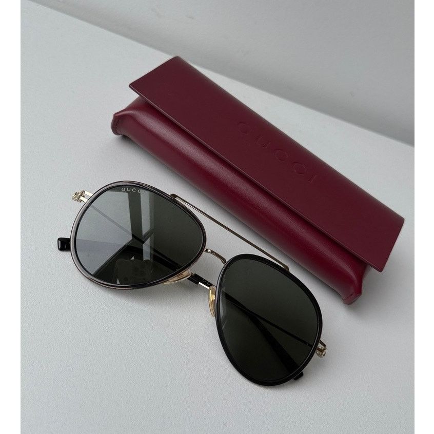 Gucci NEW Gucci GG1981S 001 Black Gold Aviator Sunglasses $545 Size ONE SIZE - 1 Thumbnail