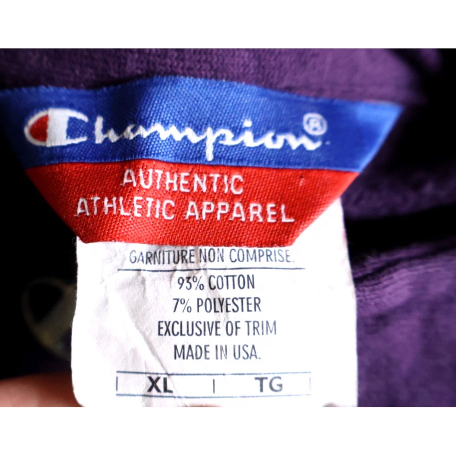 Champion VINTAGE Champion Sweatshirt Men's XL Purple 1/4 Zip Mock Neck Pullover USA Made 90s Retro De Size US XL / EU 56 / 4 - 3 Thumbnail