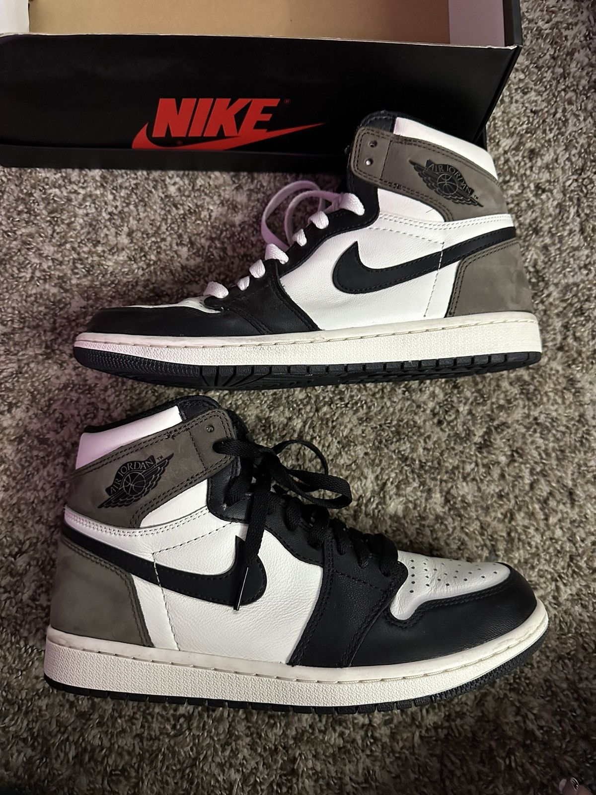 image of Jordan Nike Jordan 1 Dark Mocha Shoes in Brown, Men's (Size 8)