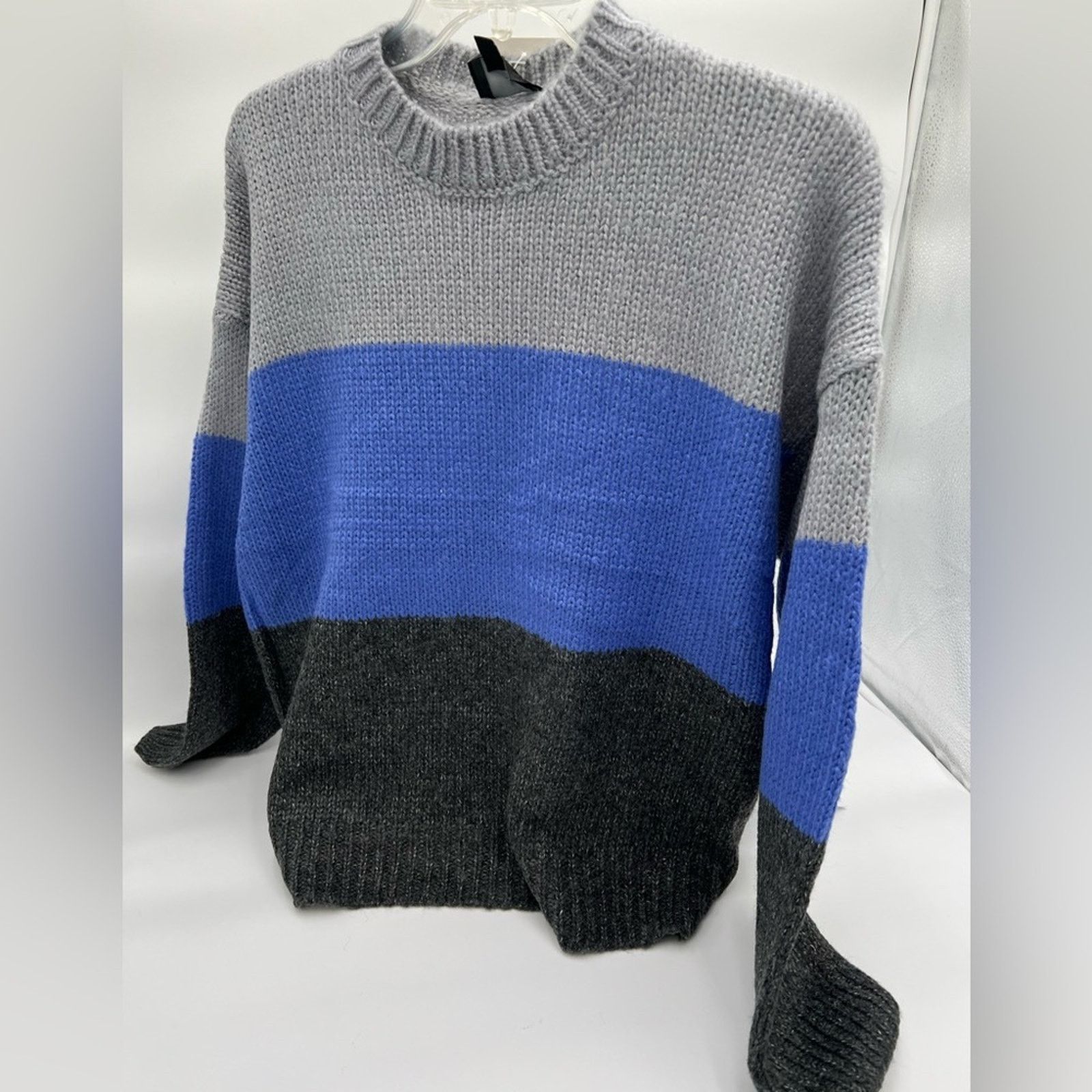 Urban Outfitters Urban Outfitters Crewneck Sweater Grey Blue Black Stripes Size L / US 10 / IT 46 - 3 Thumbnail