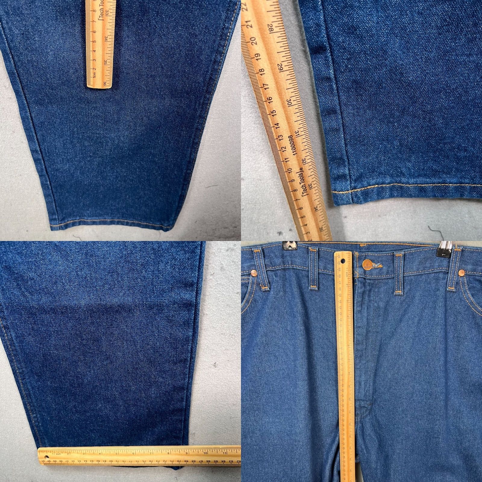 Wrangler Wrangler Mens Jeans 44 x 34 Cowboy Cut Original Fit Denim Blue 100% Cotton Regular Inseam 34in 5-Pocket Logo Cowboy Western Mens Jeans Size US 44 / EU 60 - 8 Thumbnail