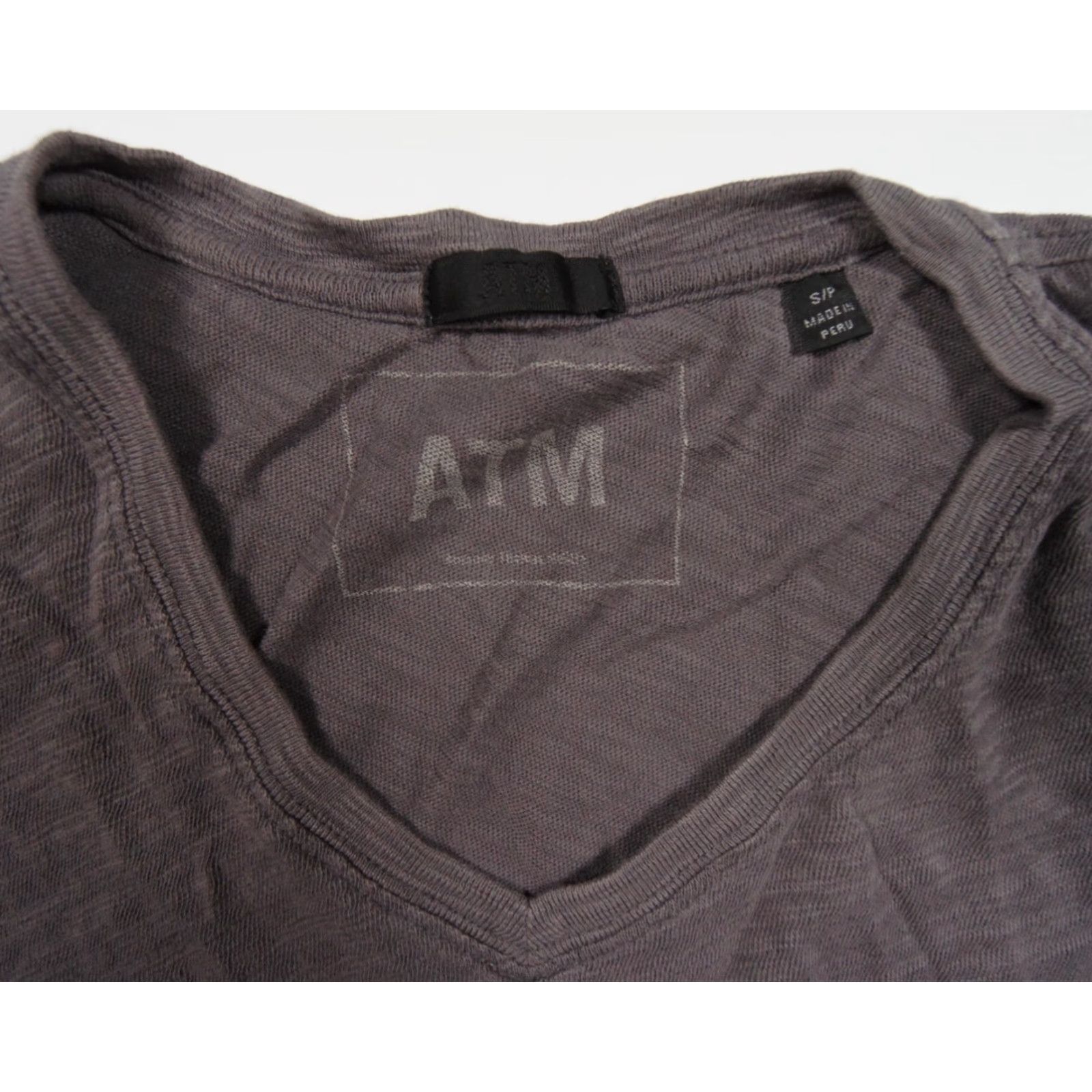 Vintage ATM Gray Short Sleeve V-Neck T-Shirt Adult Small Cotton Jersey Mens Size US S / EU 44-46 / 1 - 5 Thumbnail