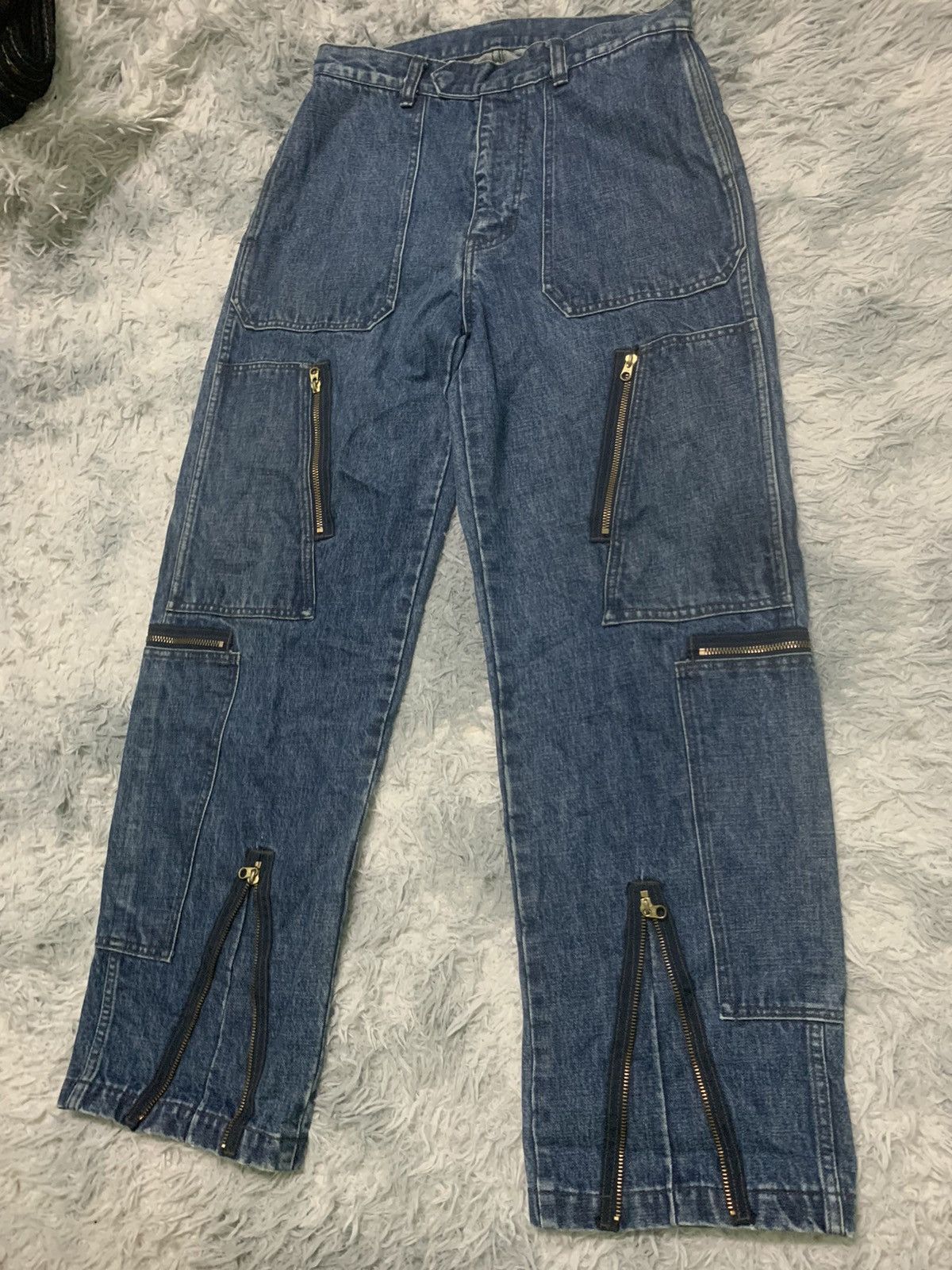 Japanese Brand 90s ABSTRISE BAGGY PANT MULTIPOCKET RARE DESIGN Size US 32 / EU 48 - 4 Thumbnail