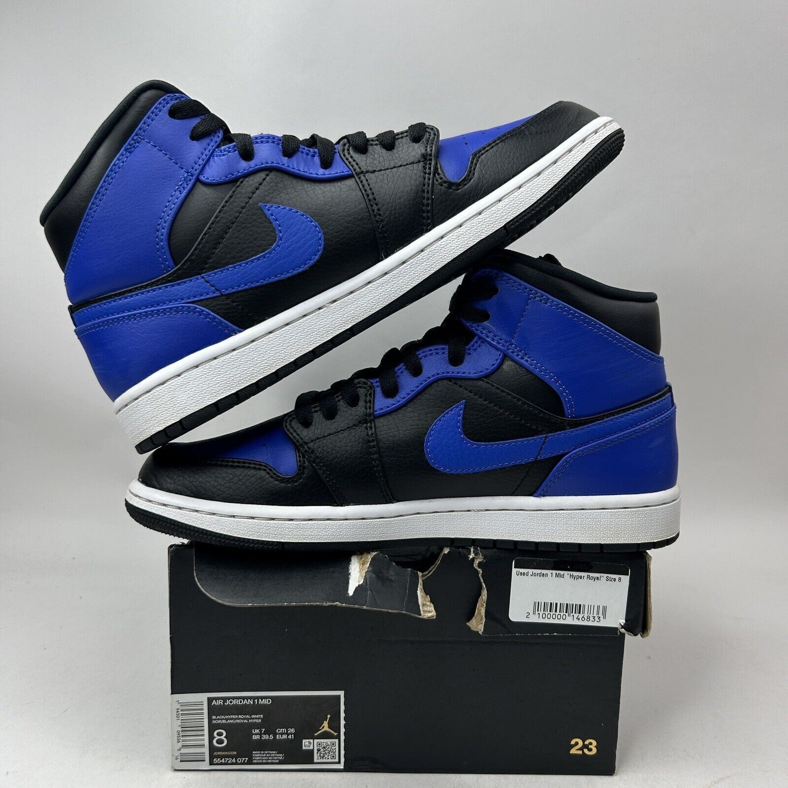 Nike Nike Air Jordan 1 Mid Retro “Hyper Royal” 2023 Size US 8 / EU 41 - 3 Thumbnail