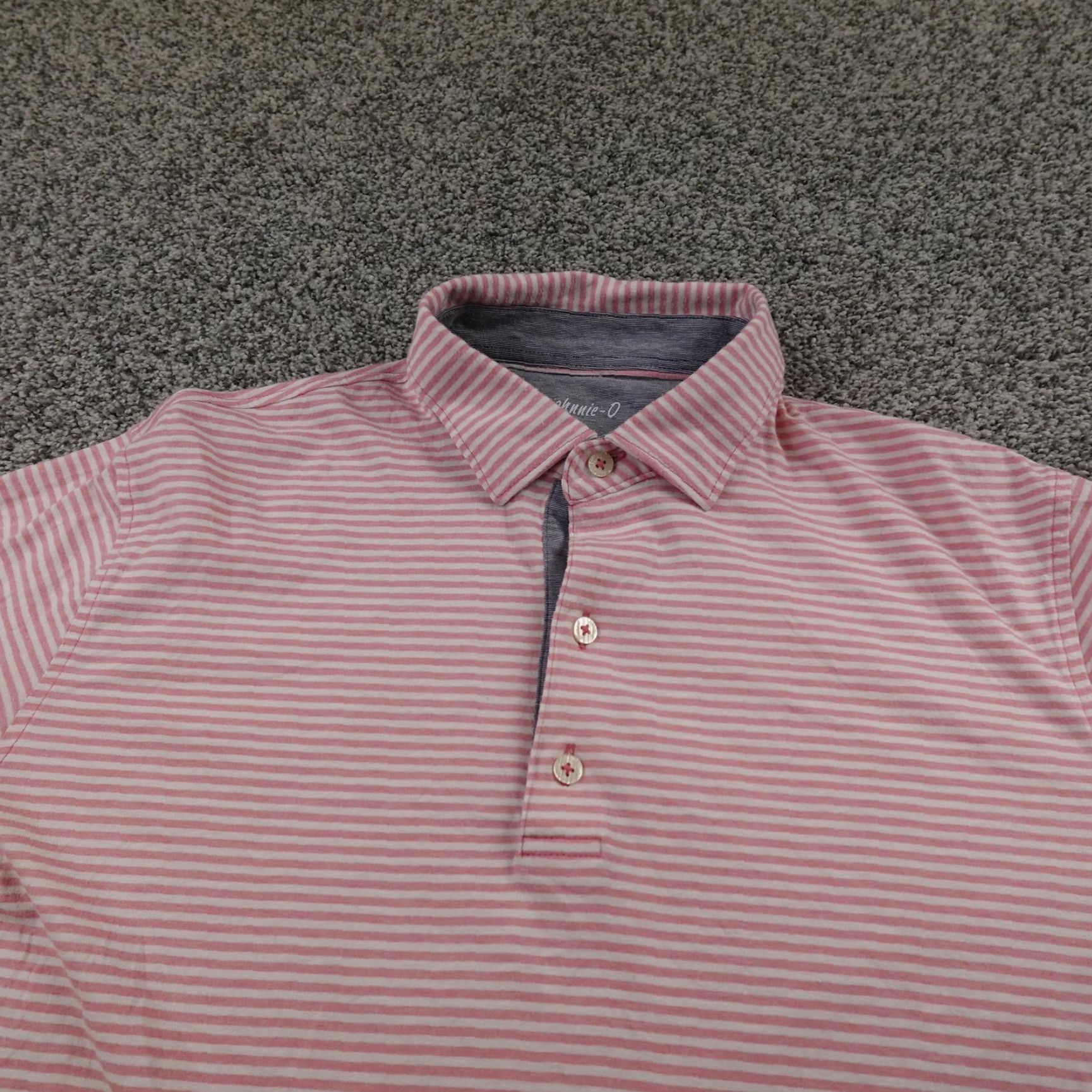 johnnie-O Johnnie-O Polo Shirt Mens L Pink Stripe Golf Performance Lightweight Short Sleeve Top Size US L / EU 52-54 / 3 - 3 Thumbnail