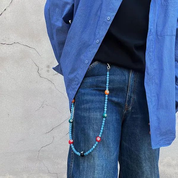 Jewelry 8 Ball Blue Long Wallet Chain, Pants Chain Size ONE SIZE - 1 Thumbnail