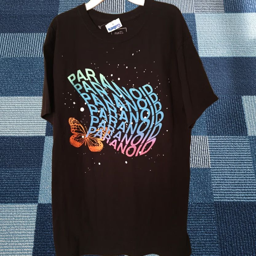 Vintage Rue 21 Black Short Sleeve TEE Shirt Women's Sz M Paranoid Butterfly Print Shirt Size M / US 6-8 / IT 42-44 - 1 Thumbnail