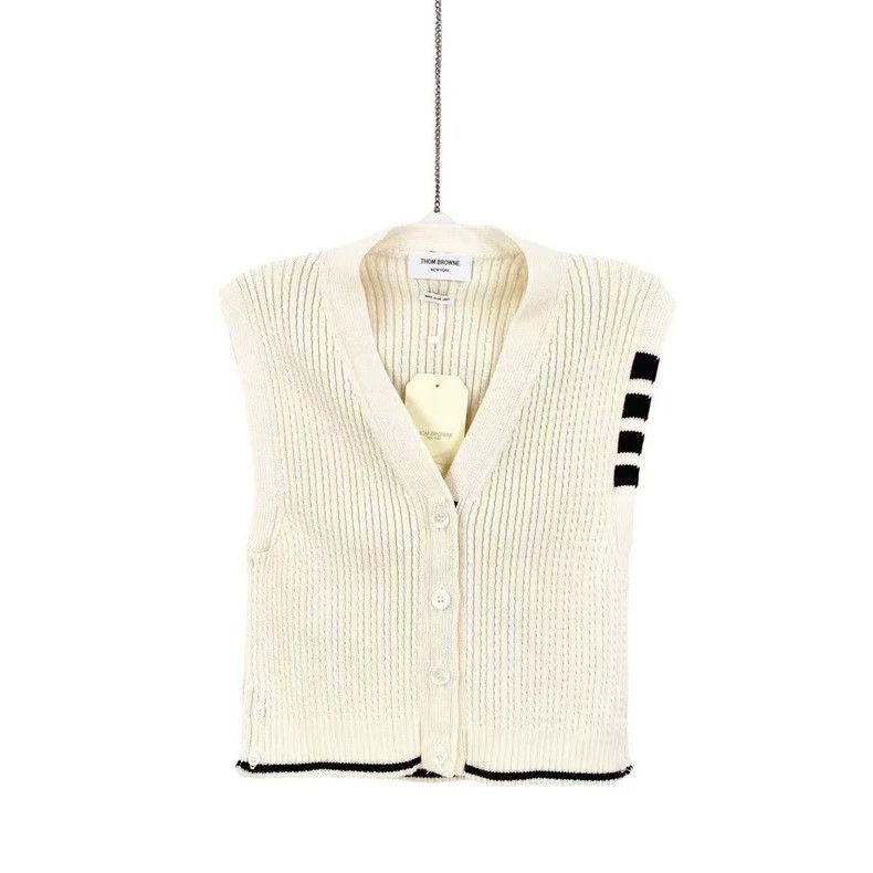 Thom Browne Thom Browne S beige straight cut knit vest Size S / US 4 / IT 40 - 1 Thumbnail