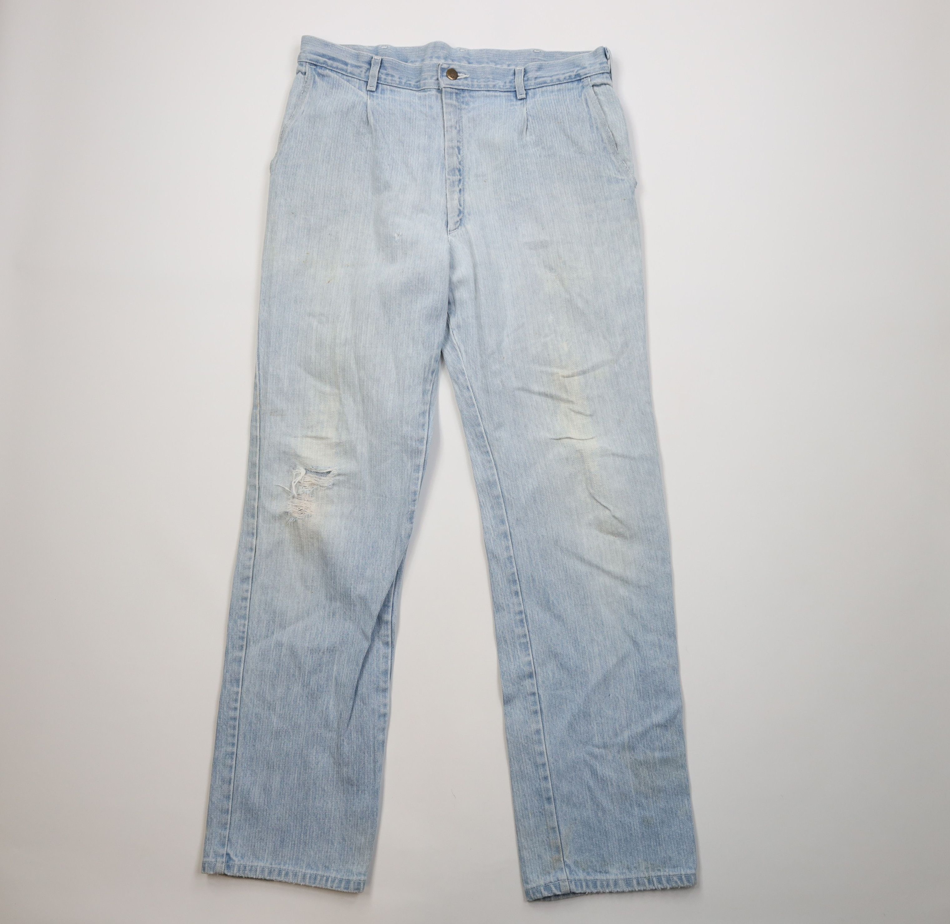 Lee Vintage 90s Lee Striped Wide Leg Denim Jeans Blue USA Size US 36 / EU 52 - 1 Thumbnail