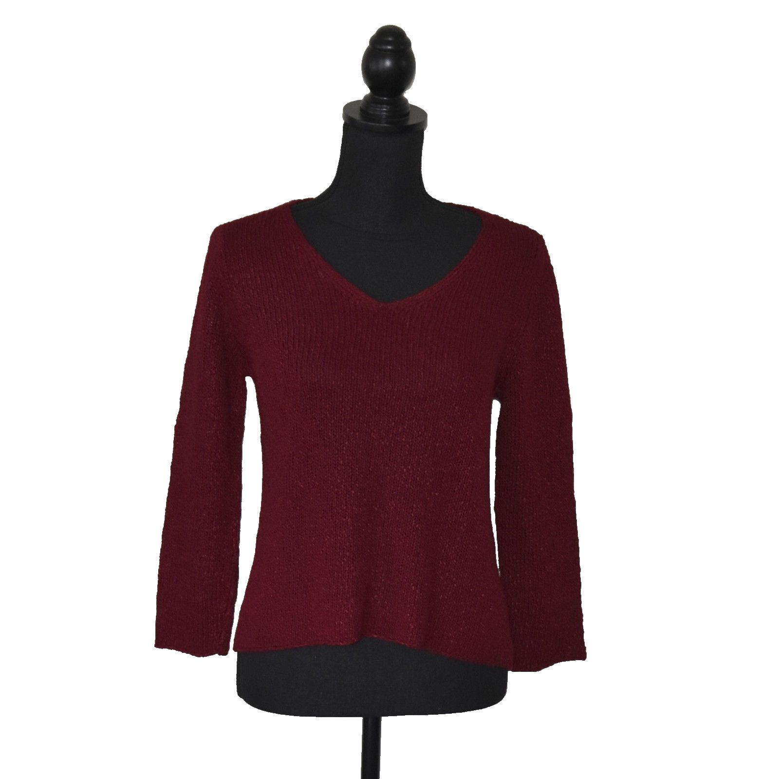 Eileen Fisher EILEEN FISHER Cranberry Viscose Linen Knit Sweater Size XS Size XS / US 0-2 / IT 36-38 - 1 Thumbnail
