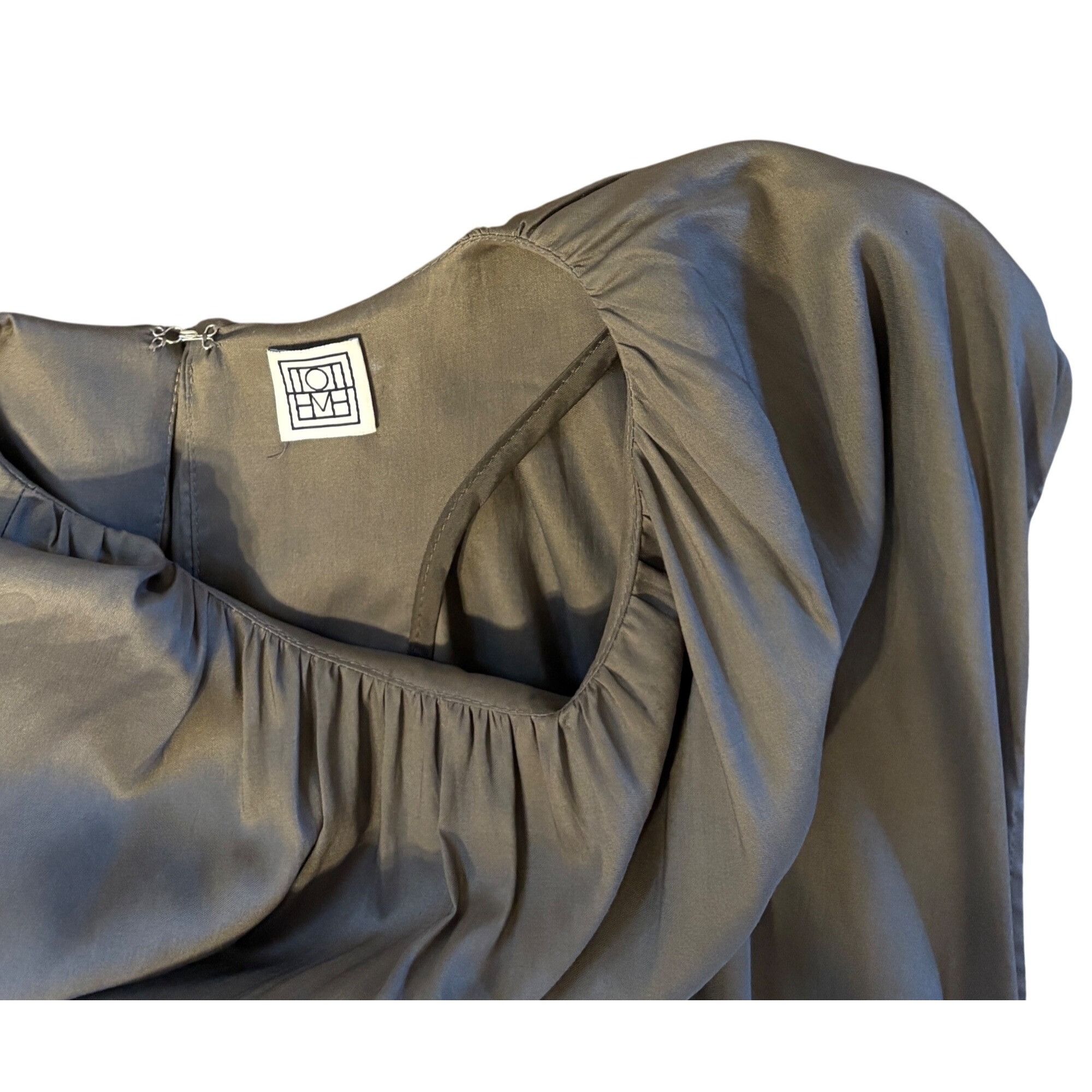 Toteme $490 Toteme L Pretoria Maxi Dress Green Drop Waist Lagenlook Size L / US 10 / IT 46 - 12 Thumbnail