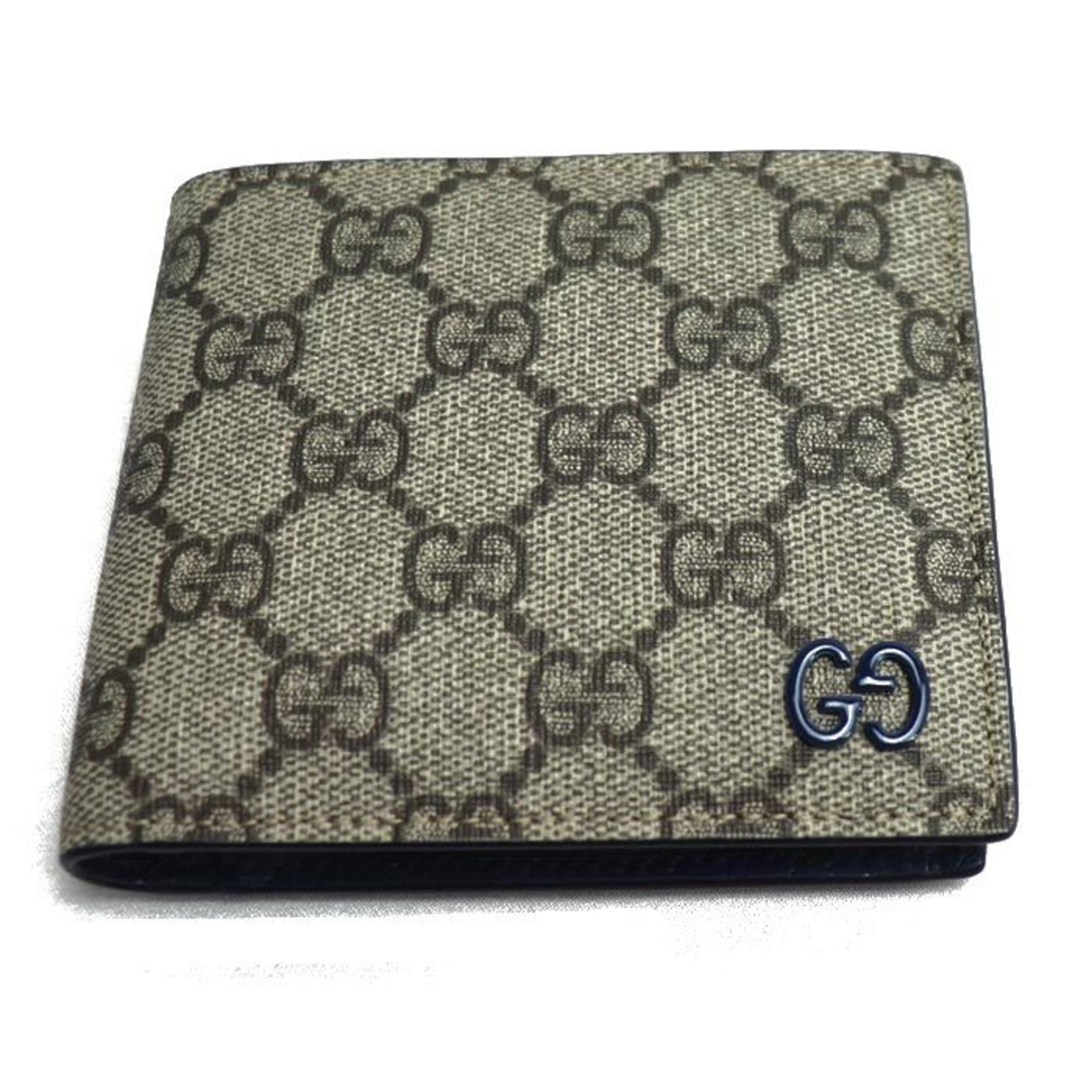 Gucci GUCCI GG Coin Wallet Bi-fold Beige Navy 768244 Men's Size ONE SIZE - 1 Thumbnail