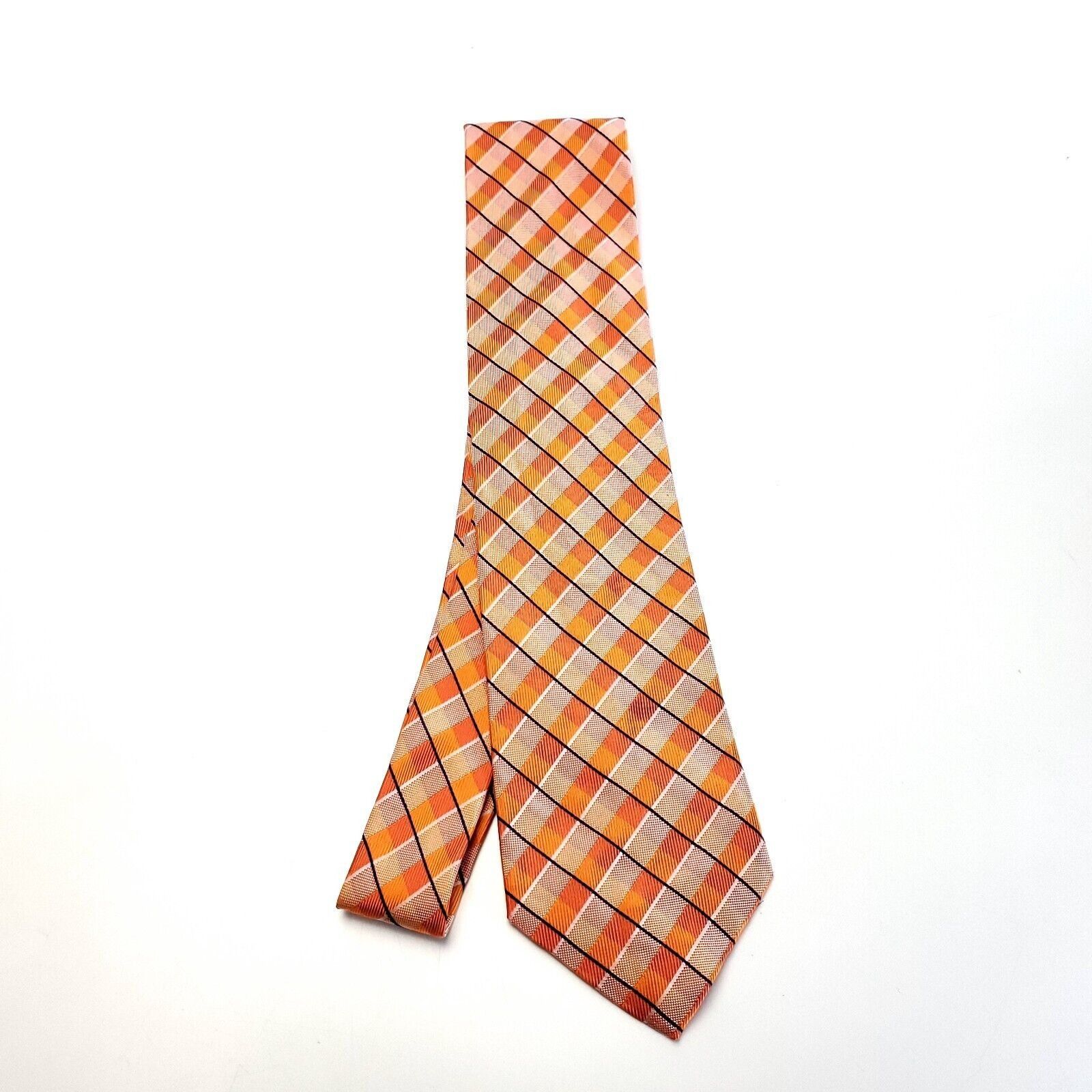 Nautica Nautica Orange Silk Tie Woven Striped Size ONE SIZE - 6 Thumbnail