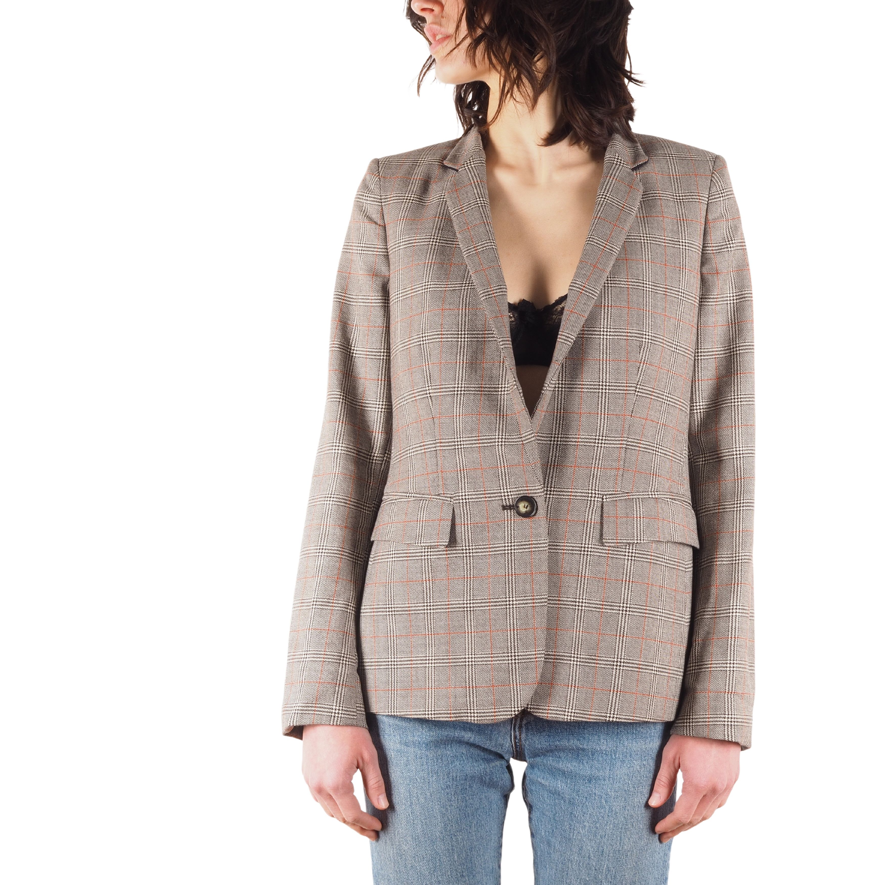 Stella McCartney STELLA MCCARTNEY Wool Gray Red Plaid Blazer Jacket Size S / US 4 / IT 40 - 1 Thumbnail