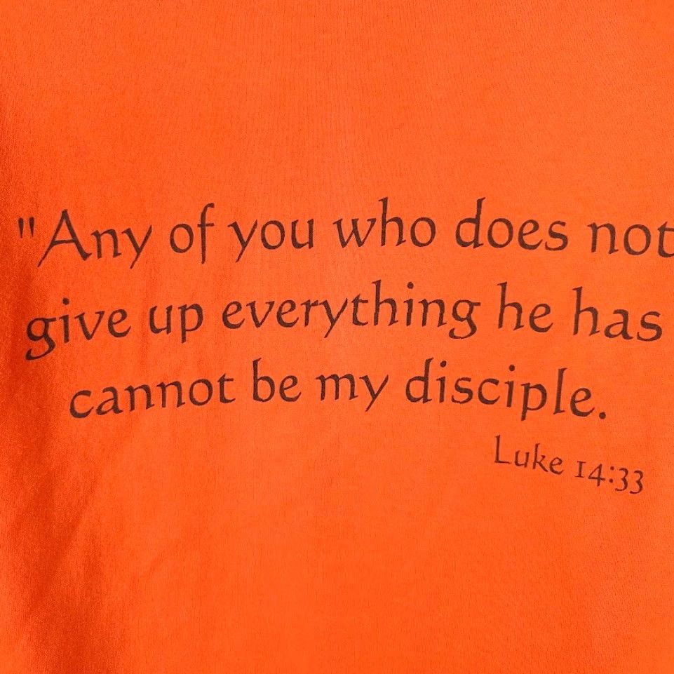 Hanes VINTAGE Hanes T Shirt Mens XL Orange 90s Xtreme Faith Bible Verse Luke Christian Crew Neck Short Sleeve Size US XL / EU 56 / 4 - 5 Thumbnail