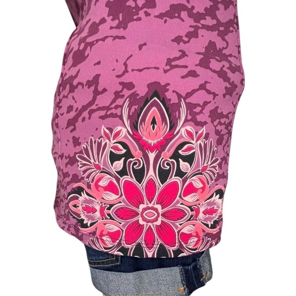 Athleta Athleta Boho Athletic Razorback Tank Top With Floral Design Size L / US 10 / IT 46 - 2 Thumbnail