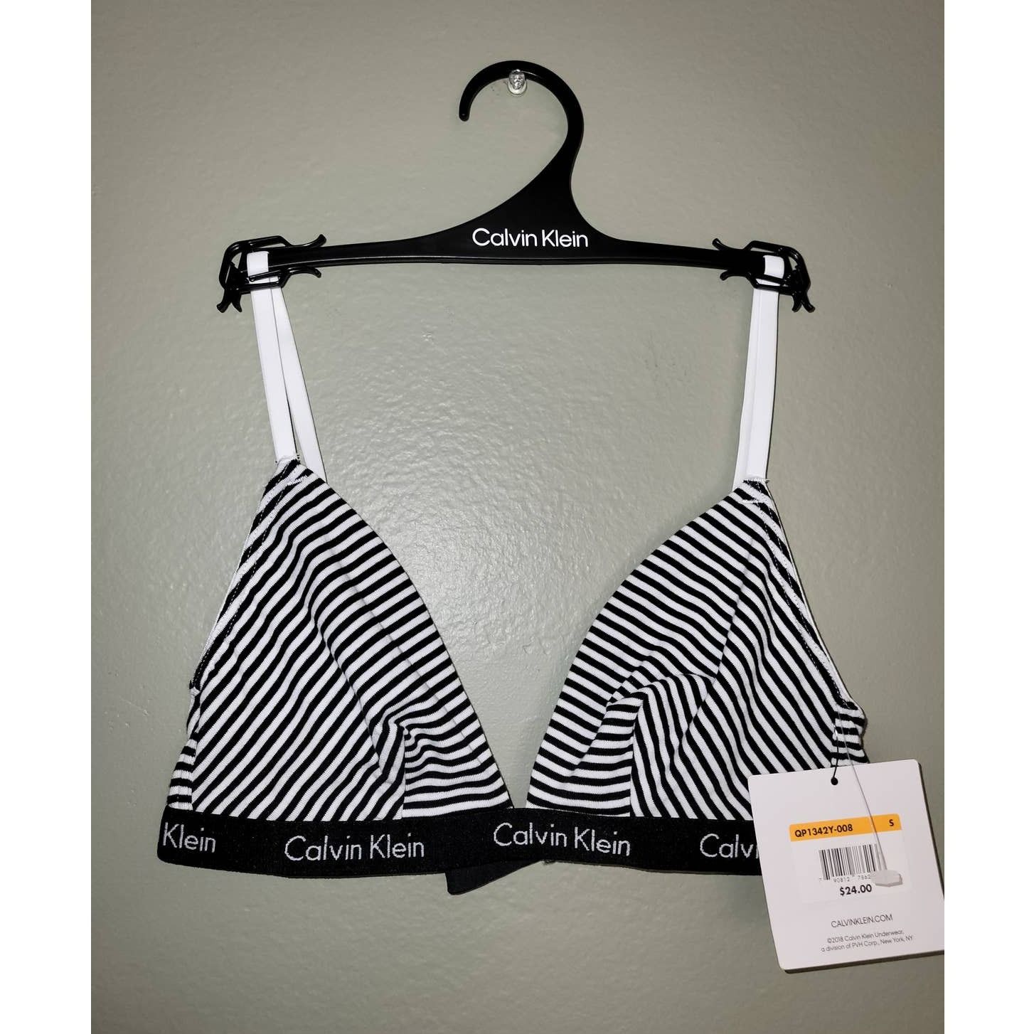 Calvin Klein NWT Striped Calvin Klein Unlined Triangle Bra Small Size ONE SIZE - 1 Thumbnail