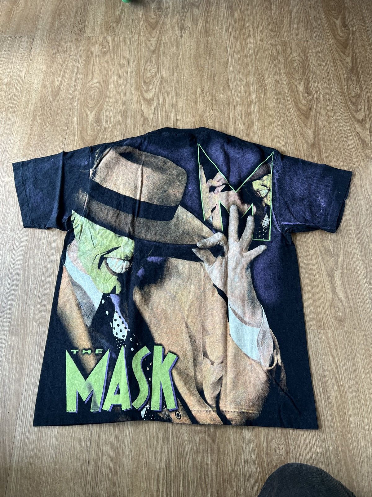 Vintage The Mask Movie Jim carrey all over prints faded black tee Size US XL / EU 56 / 4 - 3 Thumbnail
