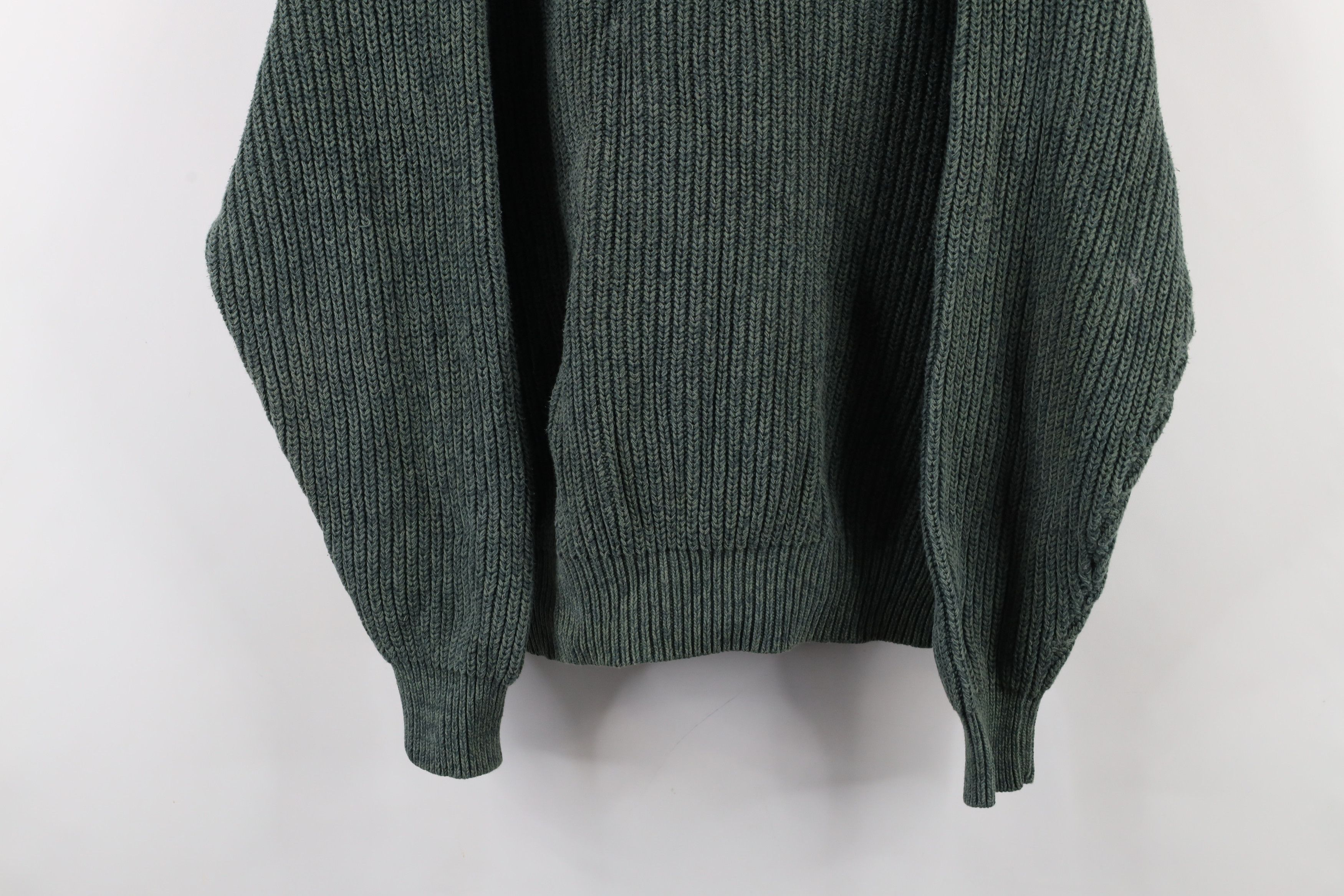 Eddie Bauer × Vintage Vintage 90s Eddie Bauer Cotton Ribbed Knit Sweater Green Size US XL / EU 56 / 4 - 3 Thumbnail