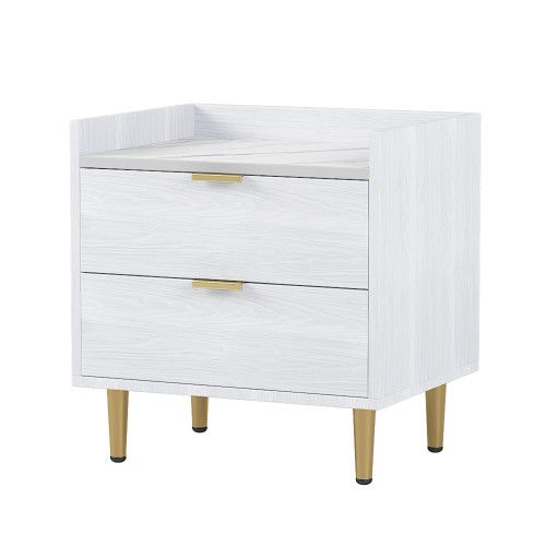 Designer × Homemade Wooden Nightstand with 2 Drawers and Marbling Worktop, Morde Size US L / EU 52-54 / 3 - 2 Thumbnail