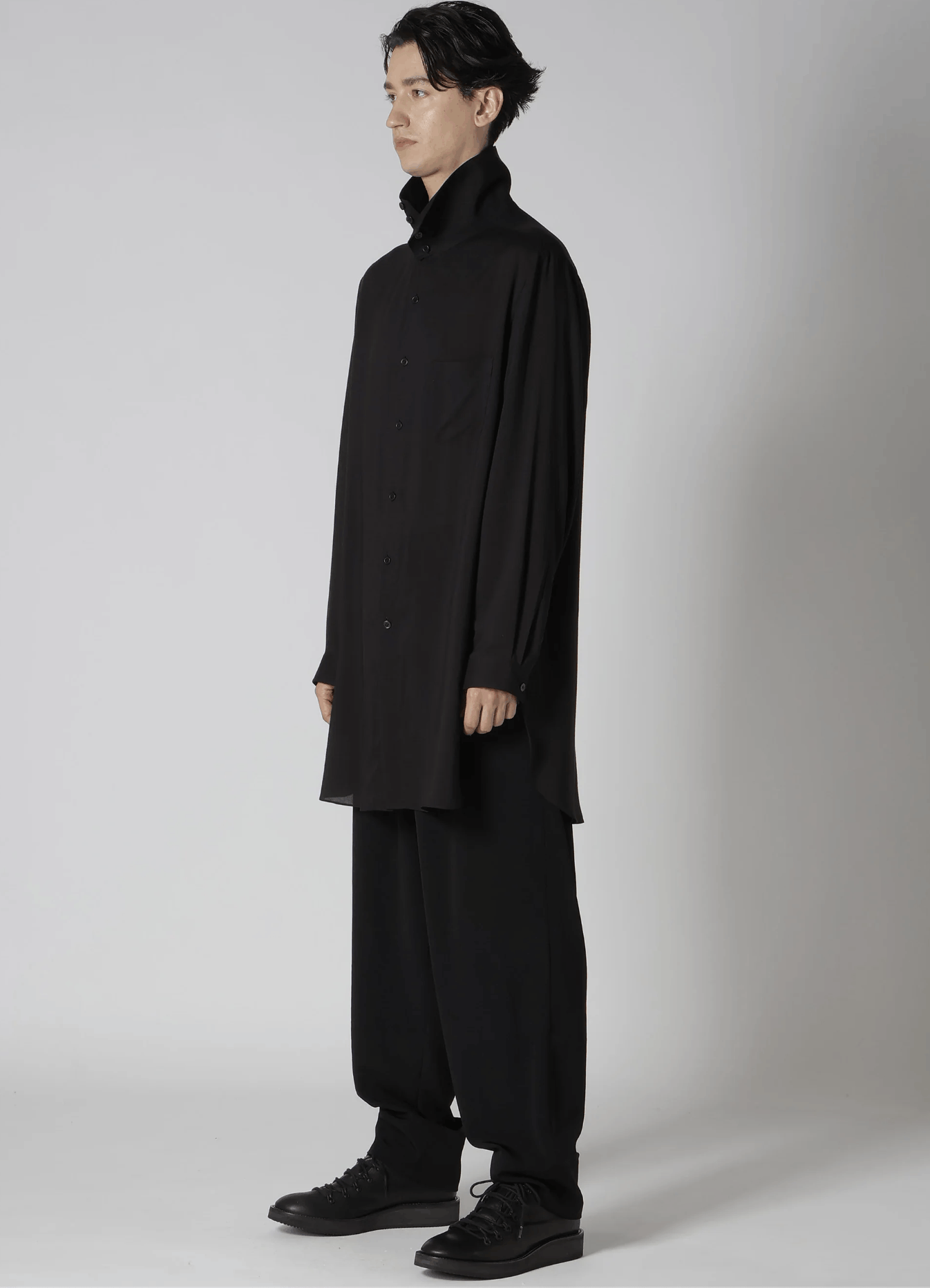 Yohji Yamamoto Yohji Yamamoto Pour Homme CELLULOSE LOAN STAND COLLAR BLOUSE Size US M / EU 48-50 / 2 - 8 Thumbnail