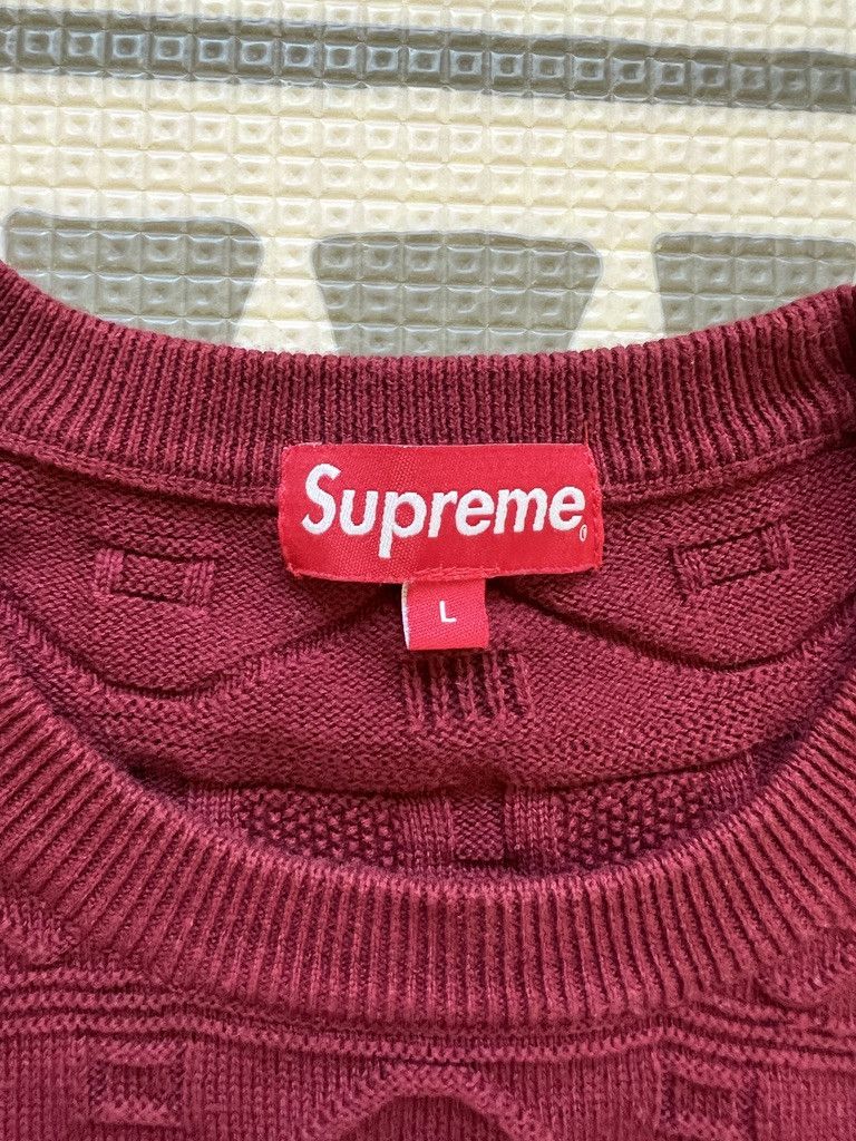 Supreme Supreme Jacquard Cotton Sweater Burgundy Size US L / EU 52-54 / 3 - 2 Thumbnail