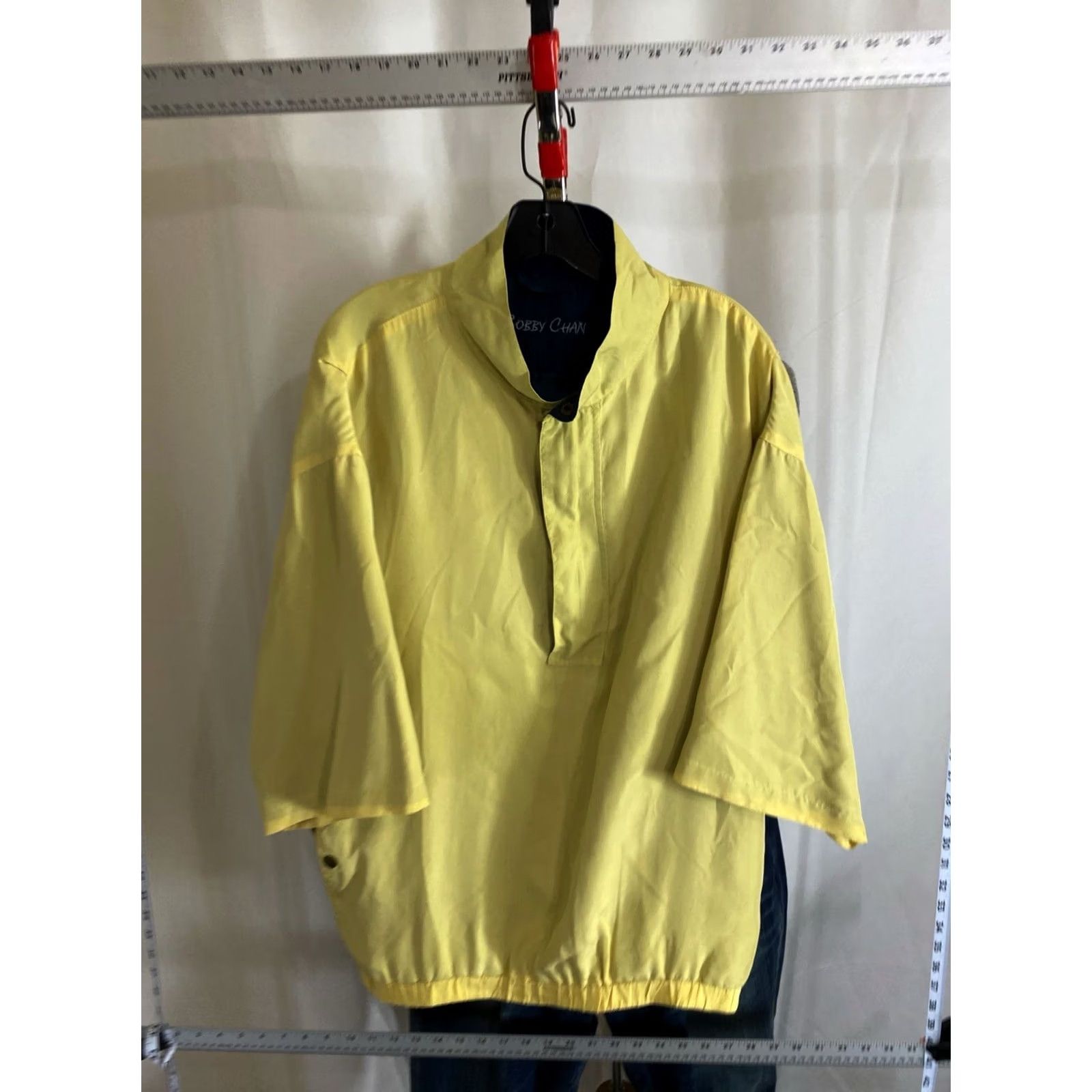 Vintage Bobby Chan 100% Silk Yellwo Golf Wind SWEATER Shirt Large L Shirt Mens Size US L / EU 52-54 / 3 - 4 Thumbnail