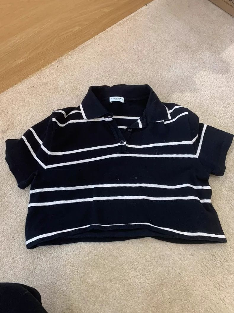 Saint Laurent Paris saint Laurent parisStriped Cropped Polo Shirt 2503-Nextarr Size US M / EU 48-50 / 2 - 1 Thumbnail