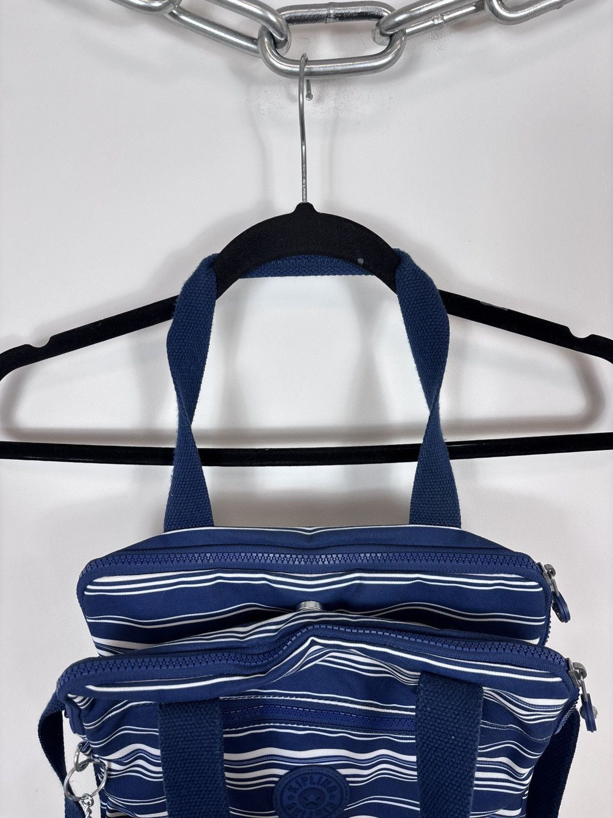 Japanese Brand Kipling Y2K Blue/White Striped Handbag Shoulder Crossbody Size ONE SIZE - 11 Thumbnail