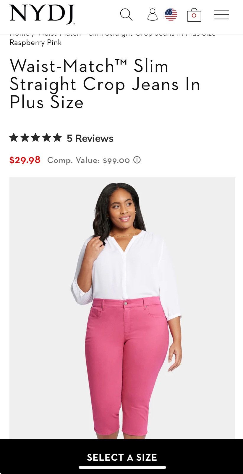 NYDJ NYDJ Raspberry Pink Denim Slim Capri Button Zip Plus XL Size 36" / US 14 / IT 50 - 5 Thumbnail