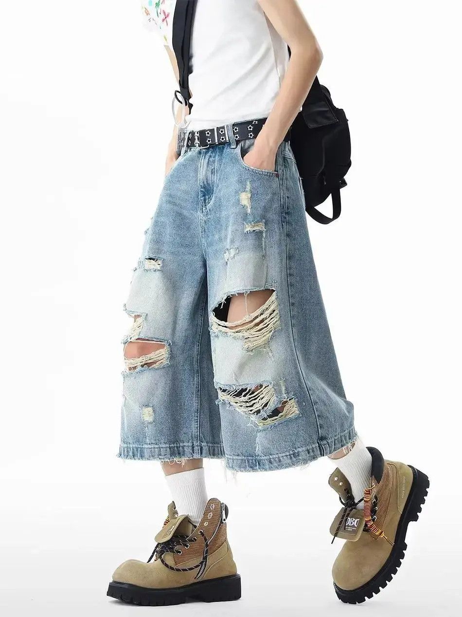 Japanese Brand Retro high street ripped denim shorts Size US 32 / EU 48 - 2 Thumbnail