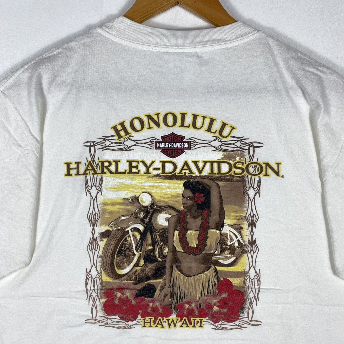 Harley Davidson × Vintage HARLEY DAVIDSON MOTORCYCLES HONOLULU HAWAII TEE Size US M / EU 48-50 / 2 - 3 Thumbnail