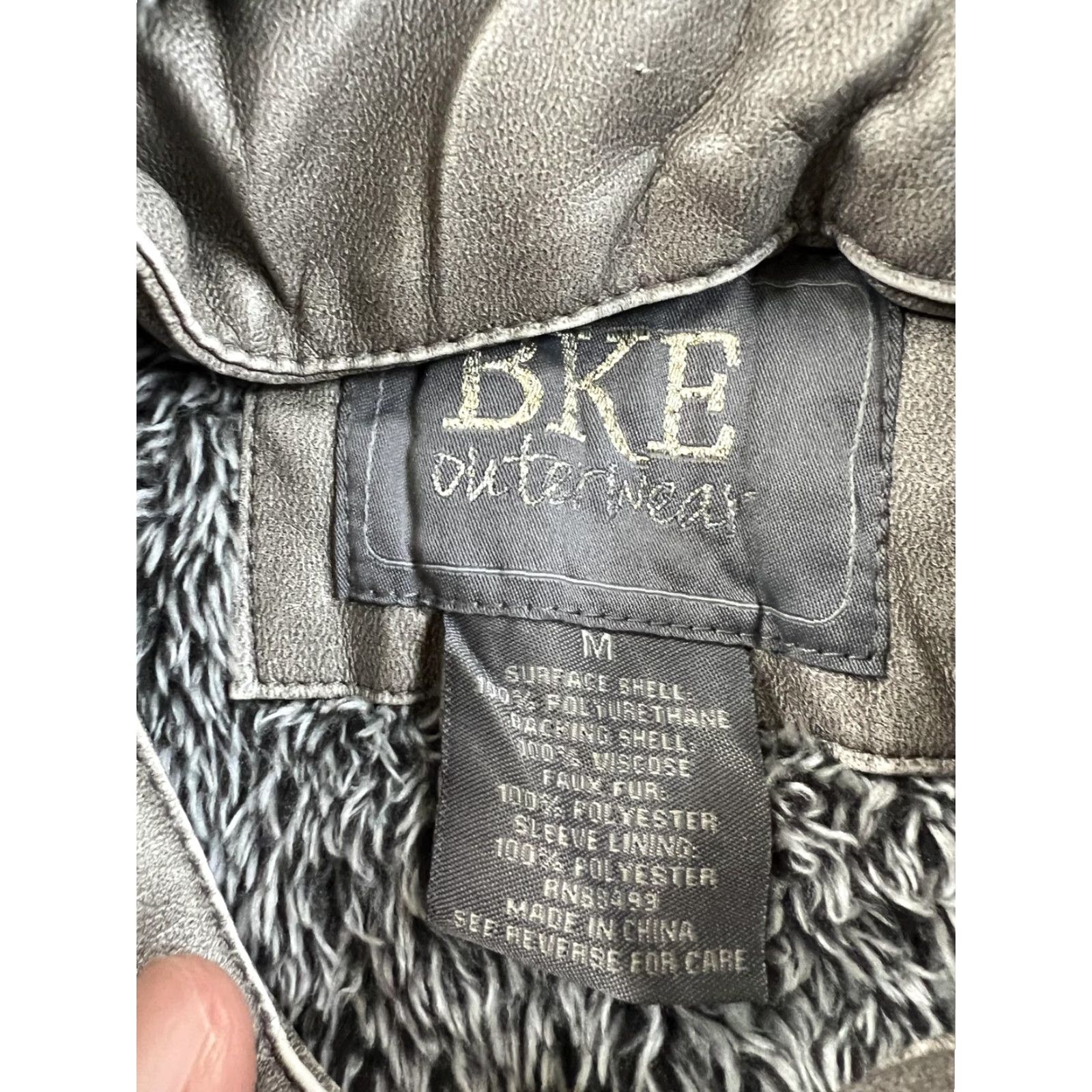 BKE BKE Jacket Women’s Medium Gray Faux Leather Hooded Quilted Moto Size M / US 6-8 / IT 42-44 - 7 Thumbnail