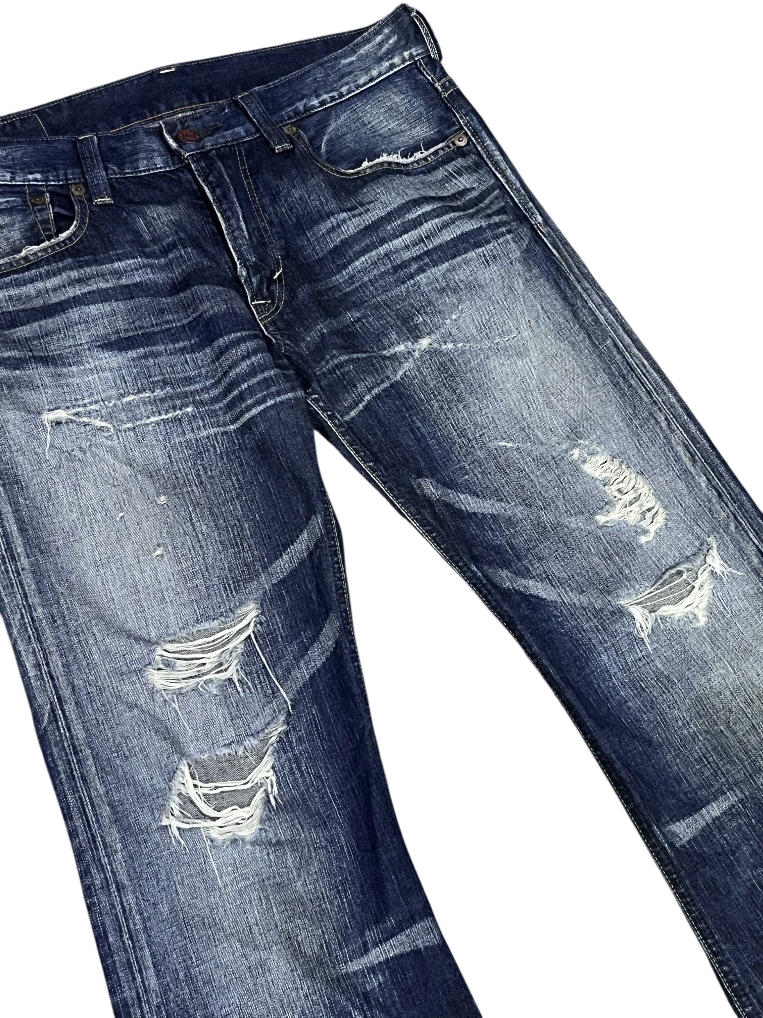 Kapital Edwin 503 Blue Trip Distressed Ripped Flare Jeans Y2K Japan Size US 34 / EU 50 - 5 Thumbnail