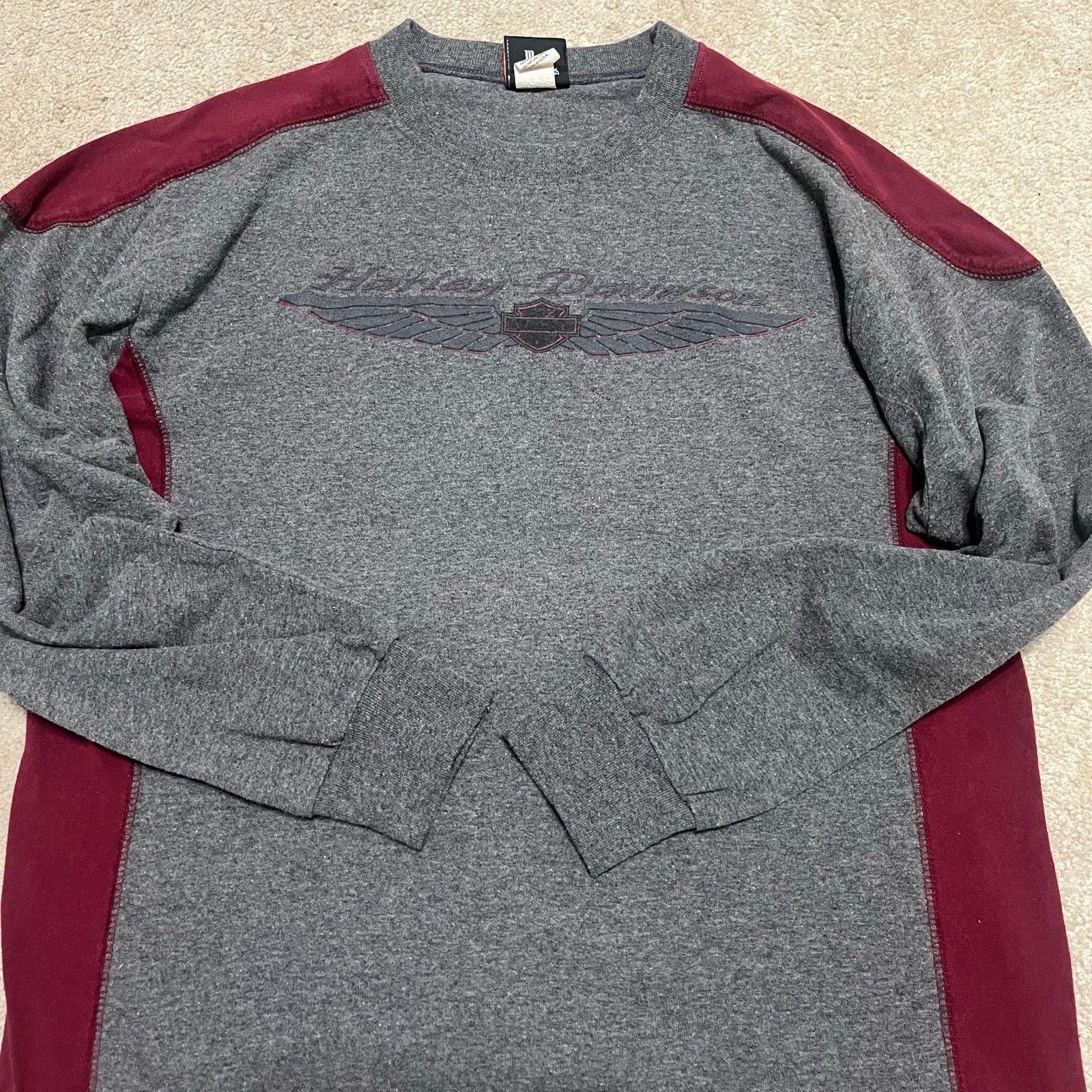Harley Davidson Vintage Harley Davidson Green/Burgundy Graphic Long Sleeve Size US L / EU 52-54 / 3 - 1 Thumbnail