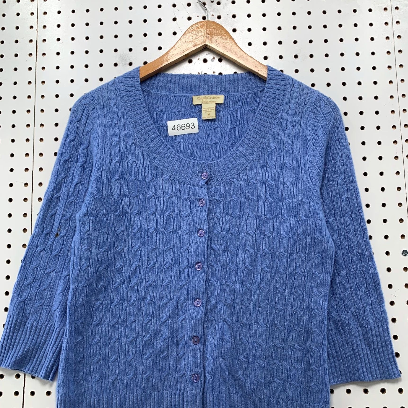 Vintage VINTAGE Simply Cashmere Cardigan Sweater Womens Medium Blue 100% Cashmere 3/4 Sleeve Size M / US 6-8 / IT 42-44 - 4 Thumbnail