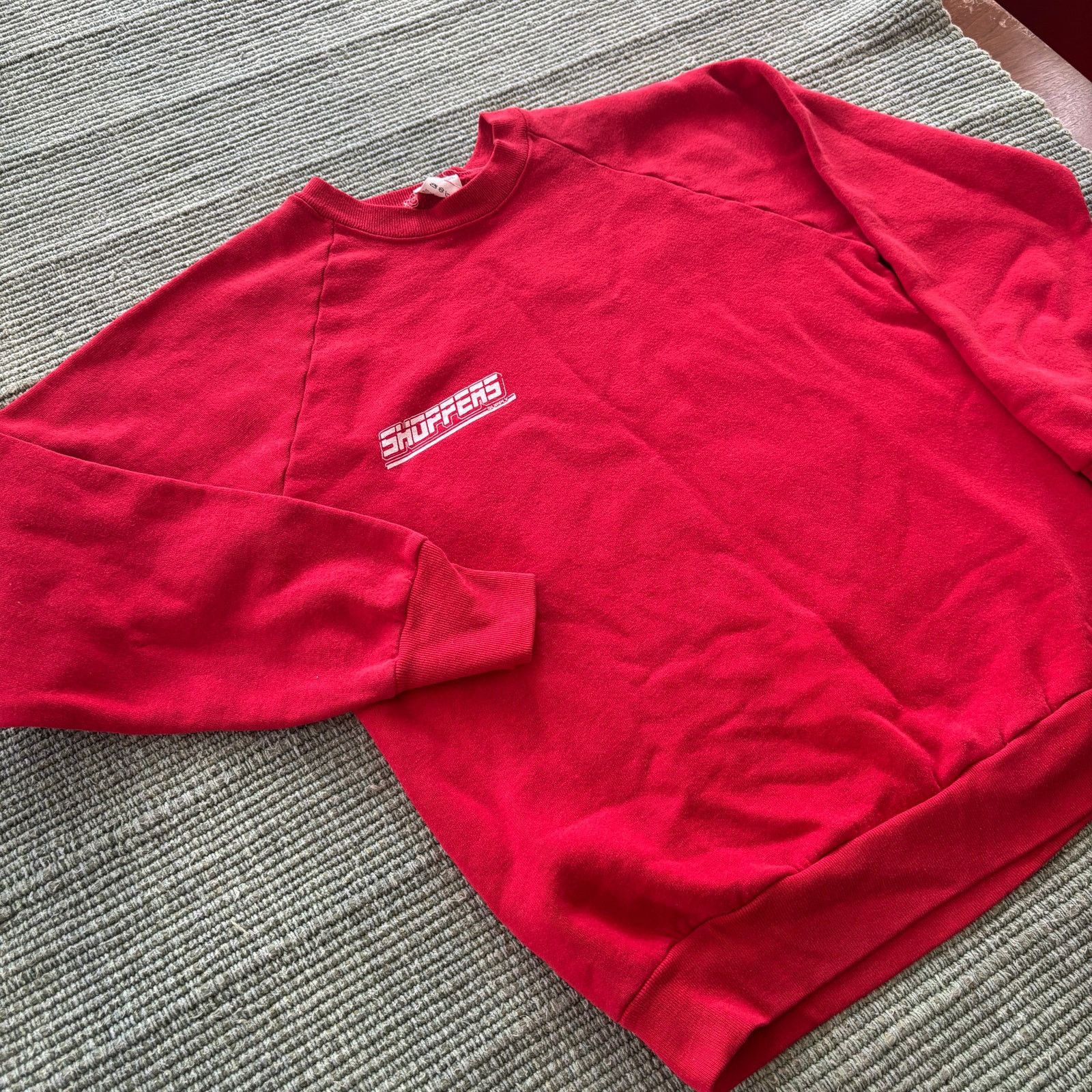 Fruit Of The Loom × Vintage Vintage 80s Red "Shoppers" Kids Sweatshirt Sz M Size US M / EU 48-50 / 2 - 4 Thumbnail