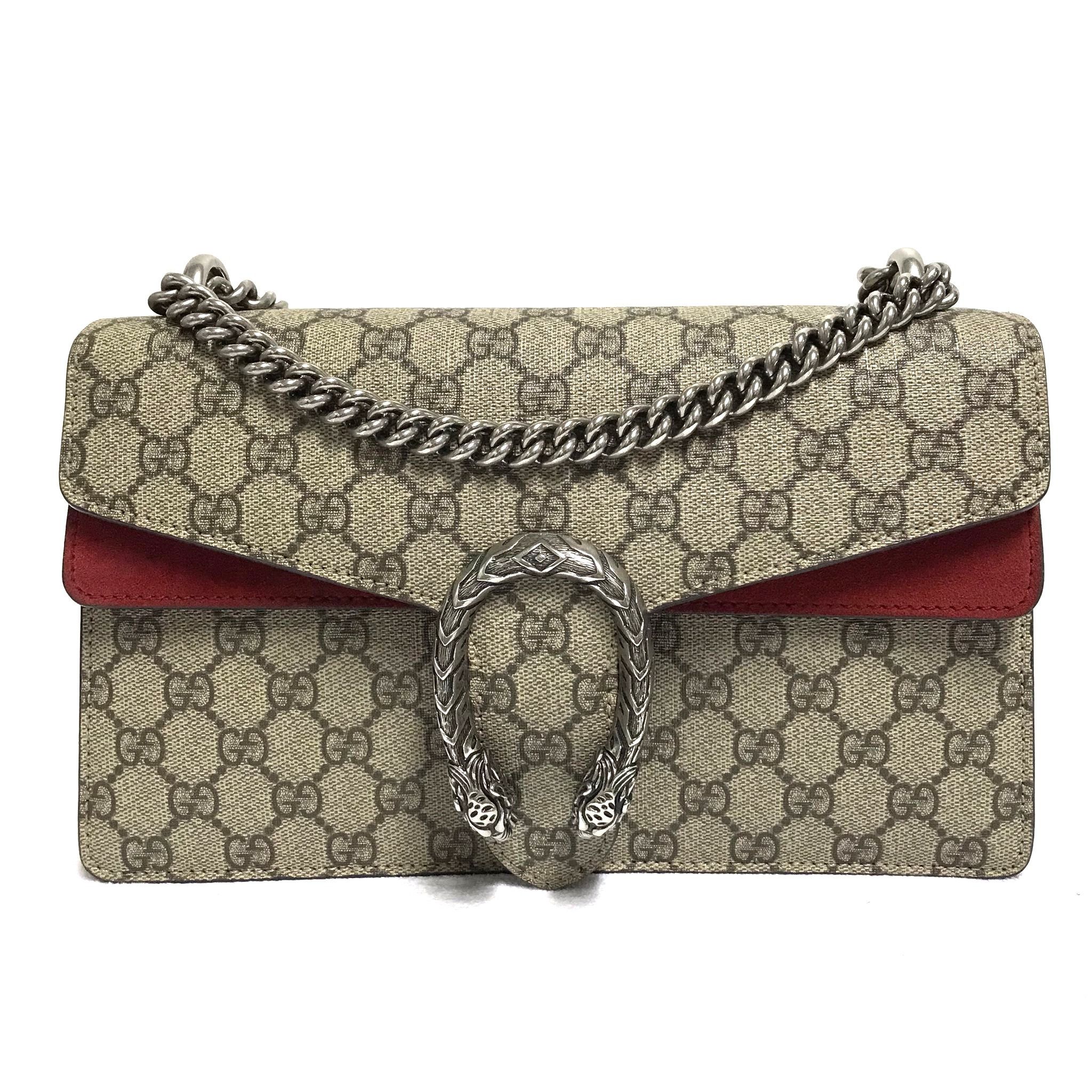 Gucci Gucci Dionysus GG Supreme Red Suede Medium Bag Size ONE SIZE - 1 Thumbnail