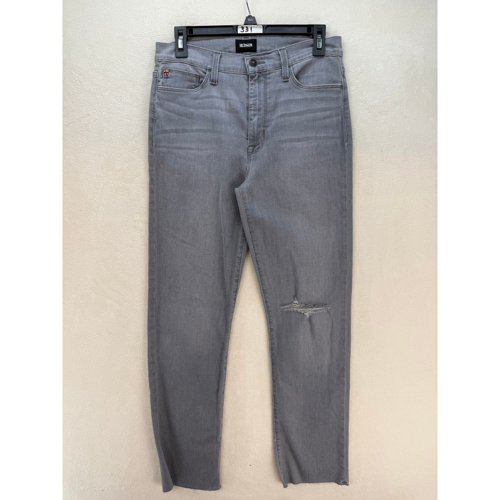 HUDSON WOMEN'S 28 STRAIGHT LEG CROPPED JEANS LONEWOLF GREY