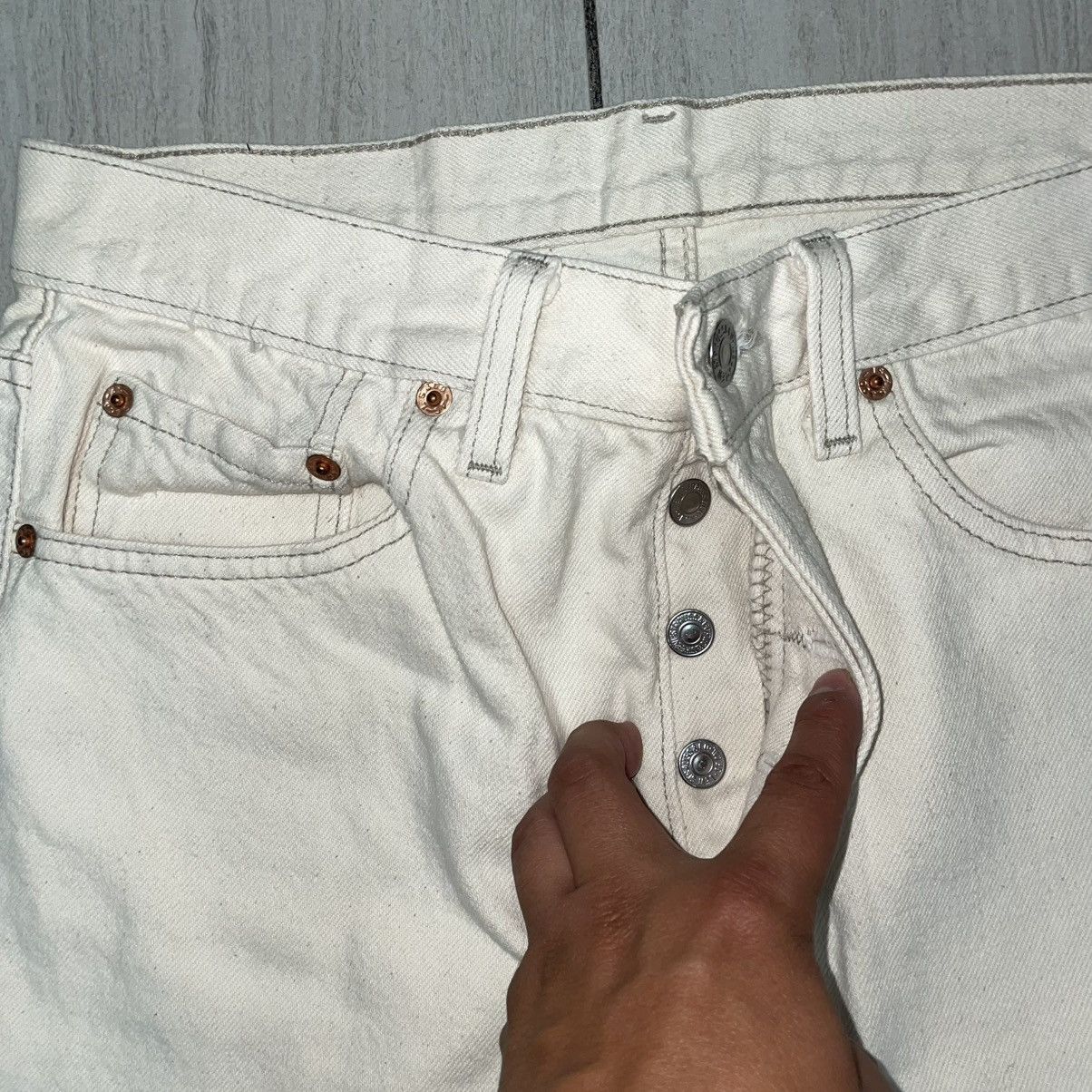 Levi's Vintage Cream Levis 501 Raw hem Size US 30 / EU 46 - 2 Thumbnail