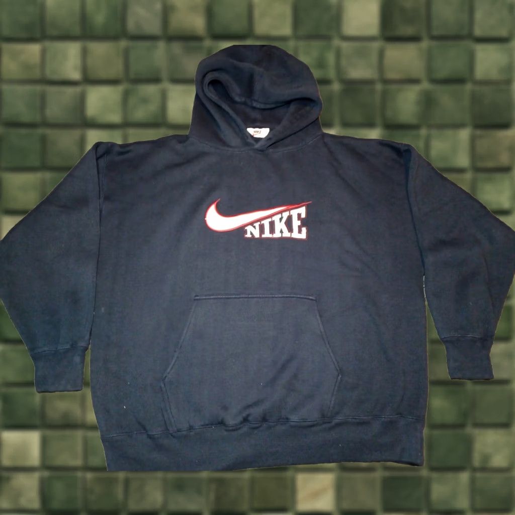 Nike Vintage 90s Nike Mens Large Blue Hoodie Raised Spell Out Swoosh Embroidered XXL 20 Size US XXL / EU 58 / 5 - 1 Thumbnail